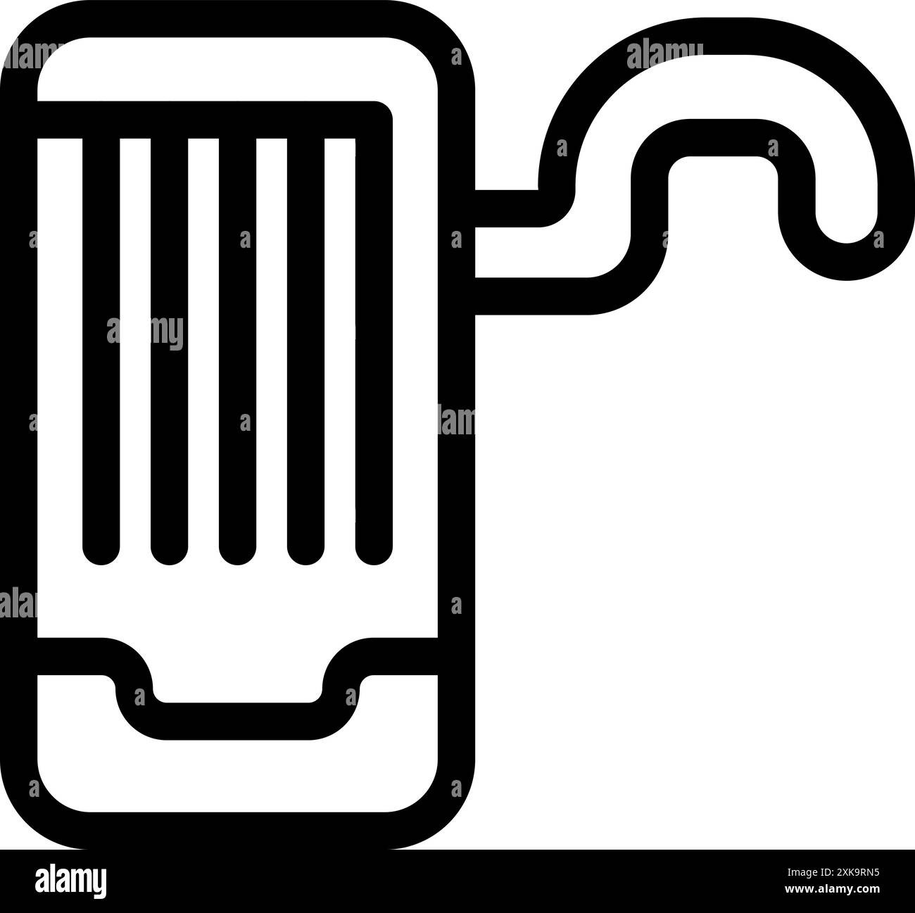 Simple icône noire et blanche d'un smartphone avec un code-barres affiché sur l'écran et un crochet pour accrocher sur un mur Illustration de Vecteur