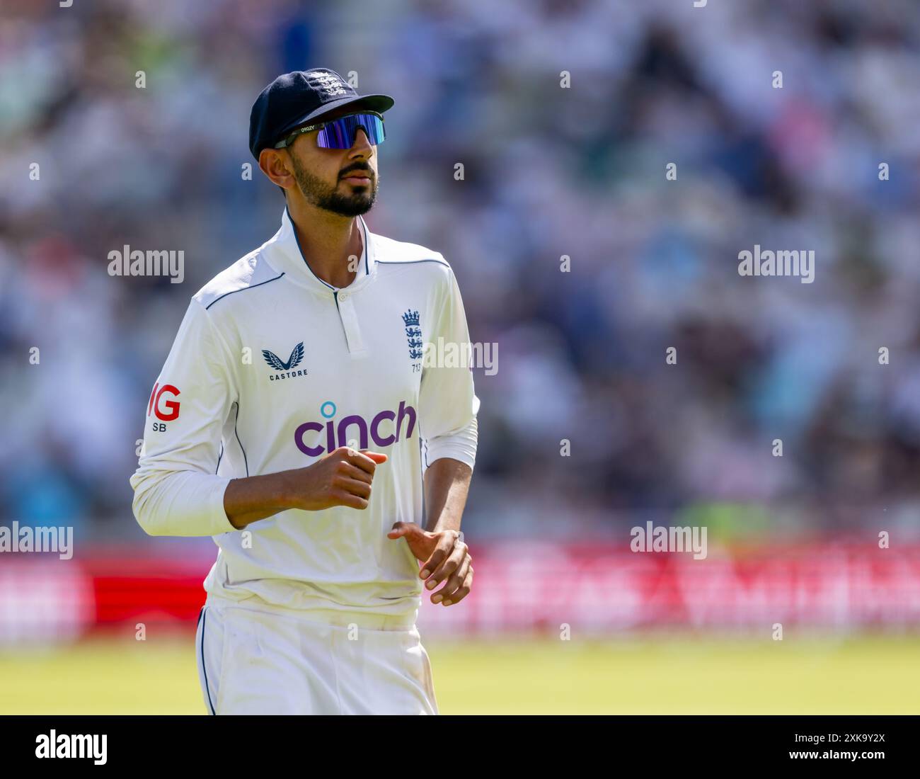 Englands Shoaib Bashir le deuxième jour du 2e test match entre l'Angleterre et les Antilles. Banque D'Images