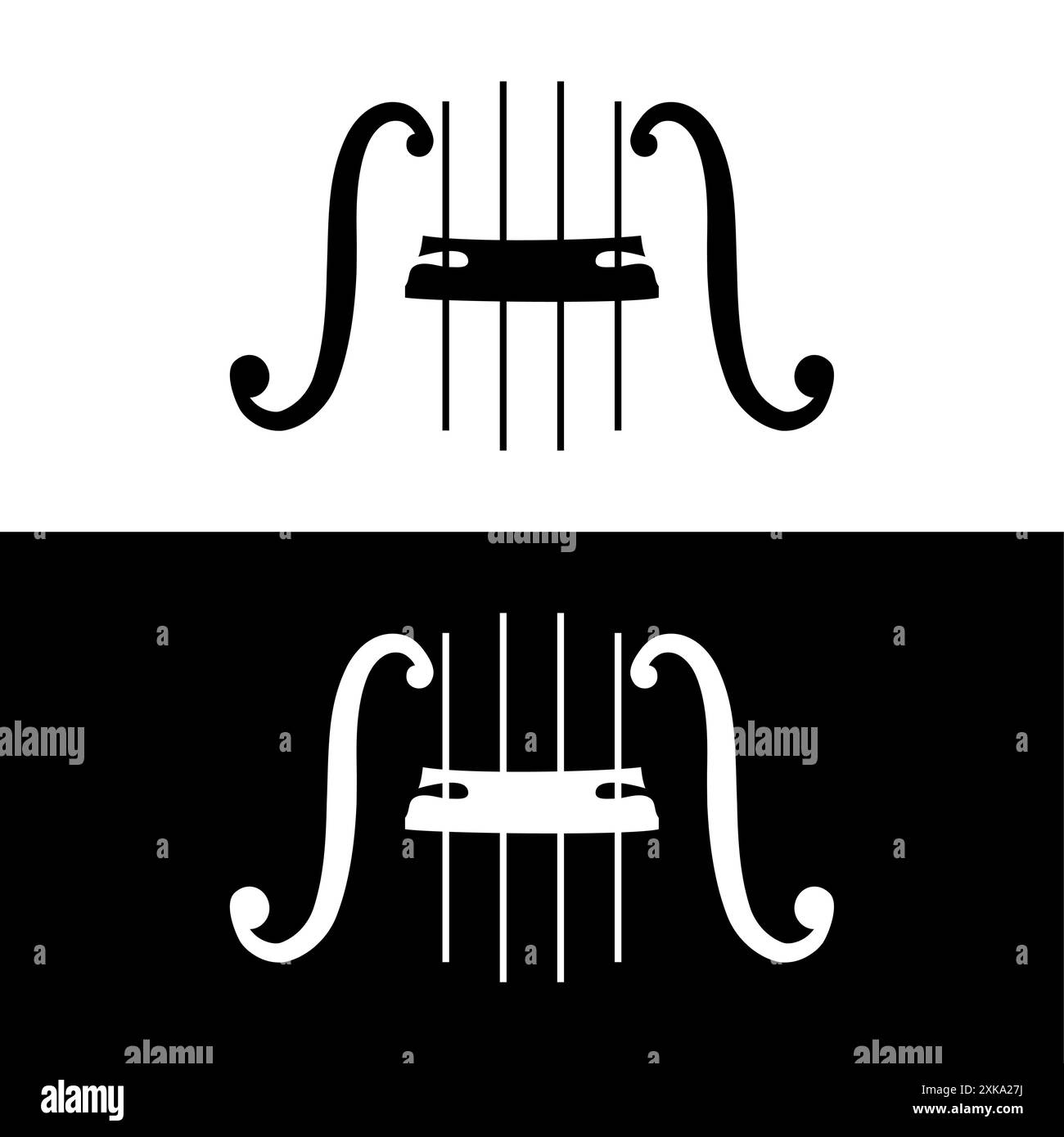 instrument de musique à cordes symbole noir et blanc Illustration de Vecteur