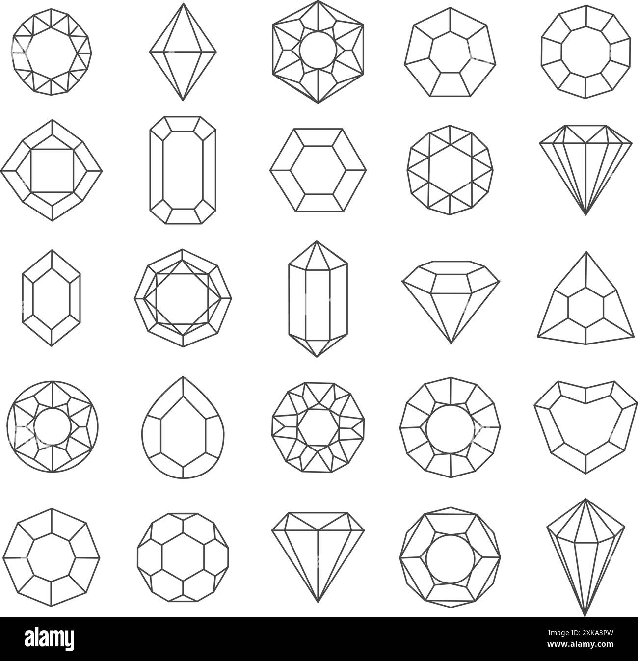 Jeu d'icônes pierres précieuses Illustration de Vecteur