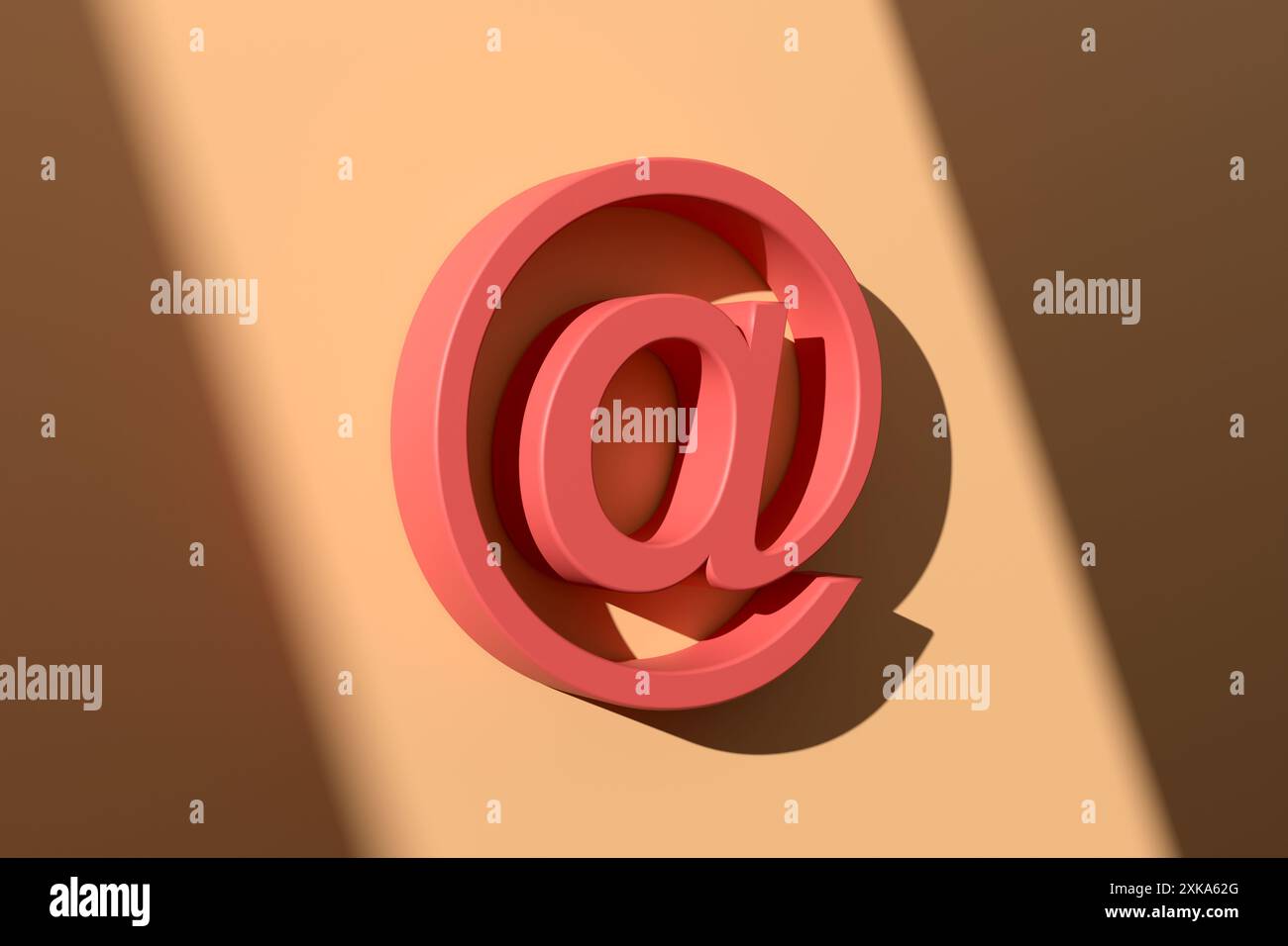 3d au symbole projetant une ombre sur un mur, symbolisant le courrier électronique et la communication en ligne. Banque D'Images