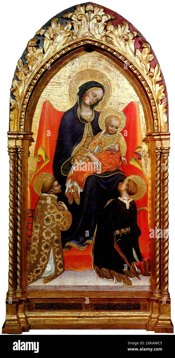 Madonna et enfant, avec Saints Lawrence et Julian peinture de Gentile da Fabriano Banque D'Images