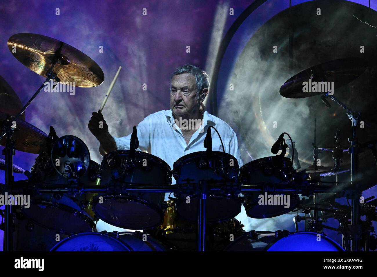 Nick Mason de Saucerful of secrets de Nick Mason se produit lors de la tournée Set the Control Tour à l'Auditorium Parco della Musica Cavea à Rome, en Italie, le 21 juillet 2024. (Photo de Domenico Cippitelli/NurPhoto) Banque D'Images