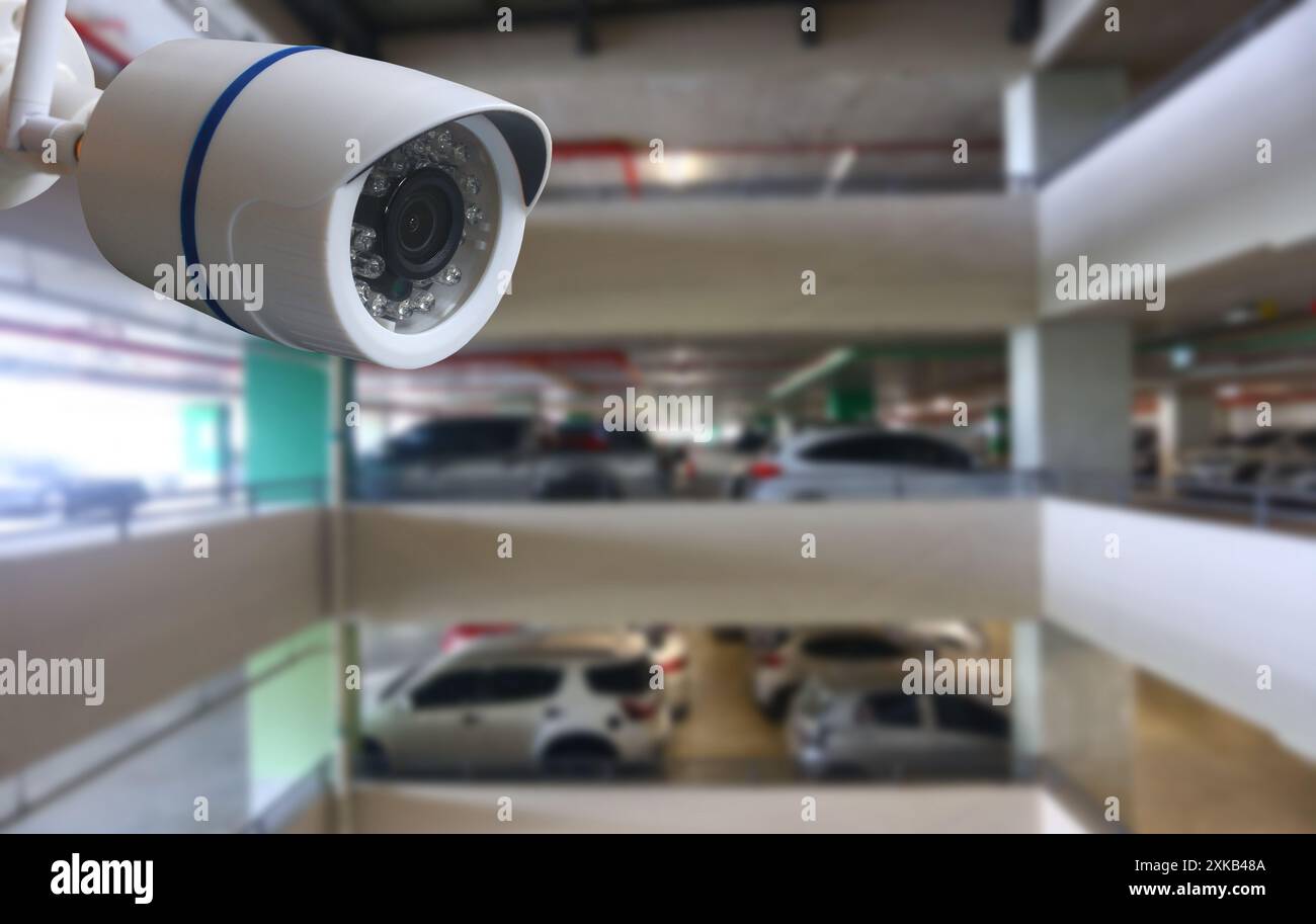 Outil CCTV dans l'équipement de stationnement pour les systèmes de sécurité et ont un espace de copie pour la conception. Banque D'Images