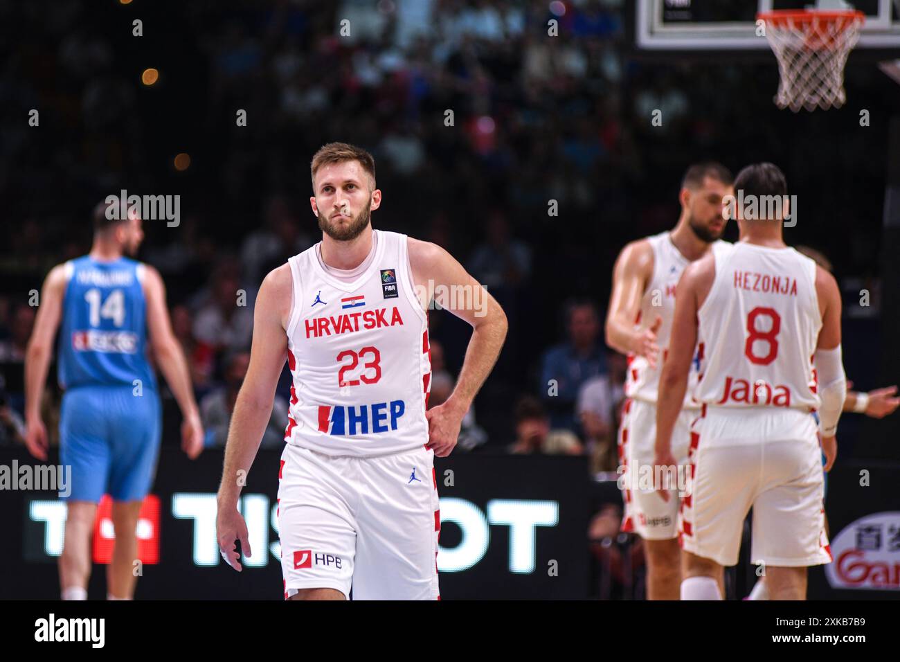 Mateo Dreznjak (Croatie). Tournoi de qualification olympique FIBA. Pirée 2024. Banque D'Images