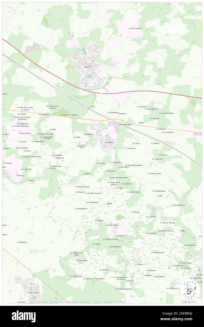 Louvigne, Mayenne, FR, France, pays de la Loire, N 48 3' 24'', S 0 37' 49'', carte, Carthascapes carte publiée en 2024. Explorez Cartascapes, une carte qui révèle la diversité des paysages, des cultures et des écosystèmes de la Terre. Voyage à travers le temps et l'espace, découvrir l'interconnexion du passé, du présent et de l'avenir de notre planète. Banque D'Images