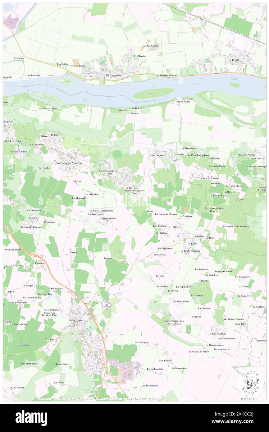 Saint-Saturnin-sur-Loire, Maine-et-Loire, FR, France, pays de la Loire, N 47 23' 42'', S 0 26' 8'', map, Carthascapes carte publiée en 2024. Explorez Cartascapes, une carte qui révèle la diversité des paysages, des cultures et des écosystèmes de la Terre. Voyage à travers le temps et l'espace, découvrir l'interconnexion du passé, du présent et de l'avenir de notre planète. Banque D'Images