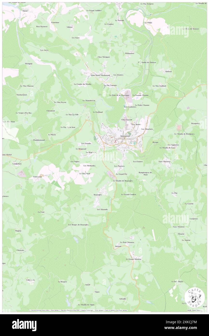 Bourganeuf, creuse, FR, France, Nouvelle-Aquitaine, n 45 57' 12'', N 1 45' 20'', carte, Cartascapes carte publiée en 2024. Explorez Cartascapes, une carte qui révèle la diversité des paysages, des cultures et des écosystèmes de la Terre. Voyage à travers le temps et l'espace, découvrir l'interconnexion du passé, du présent et de l'avenir de notre planète. Banque D'Images