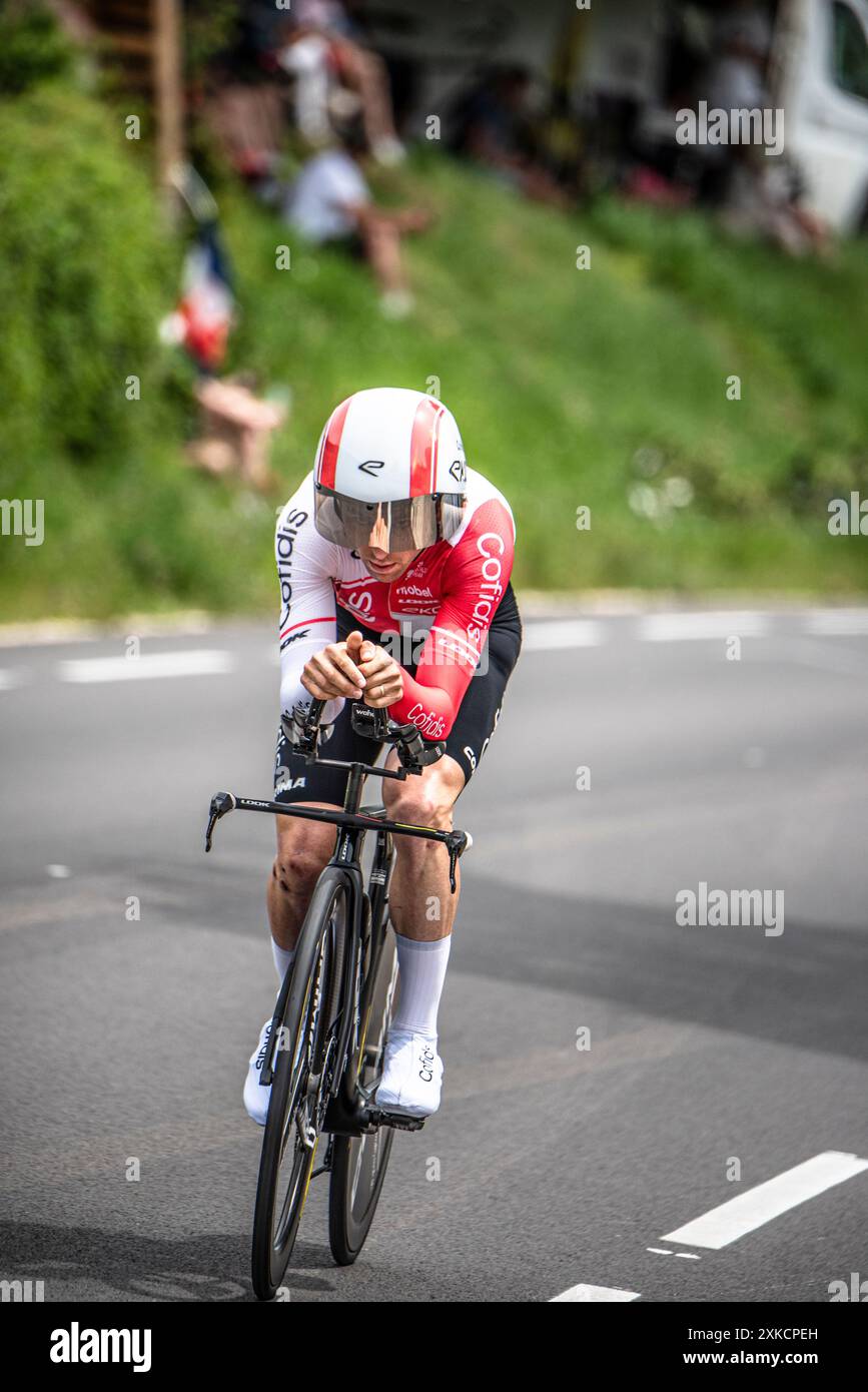 Cyclisme dans le Tour de France étape 7 TT (contre-la-montre), entre nuits-Saints-Georges et Gevrey-Chamertain, 05/07/24. Banque D'Images