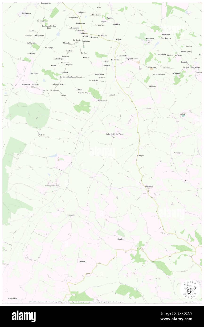 Saint-Lizier-du-plante, Gers, FR, France, Occitanie, n 43 24' 51'', N 0 57' 2'', carte, Carthascapes carte publiée en 2024. Explorez Cartascapes, une carte qui révèle la diversité des paysages, des cultures et des écosystèmes de la Terre. Voyage à travers le temps et l'espace, découvrir l'interconnexion du passé, du présent et de l'avenir de notre planète. Banque D'Images