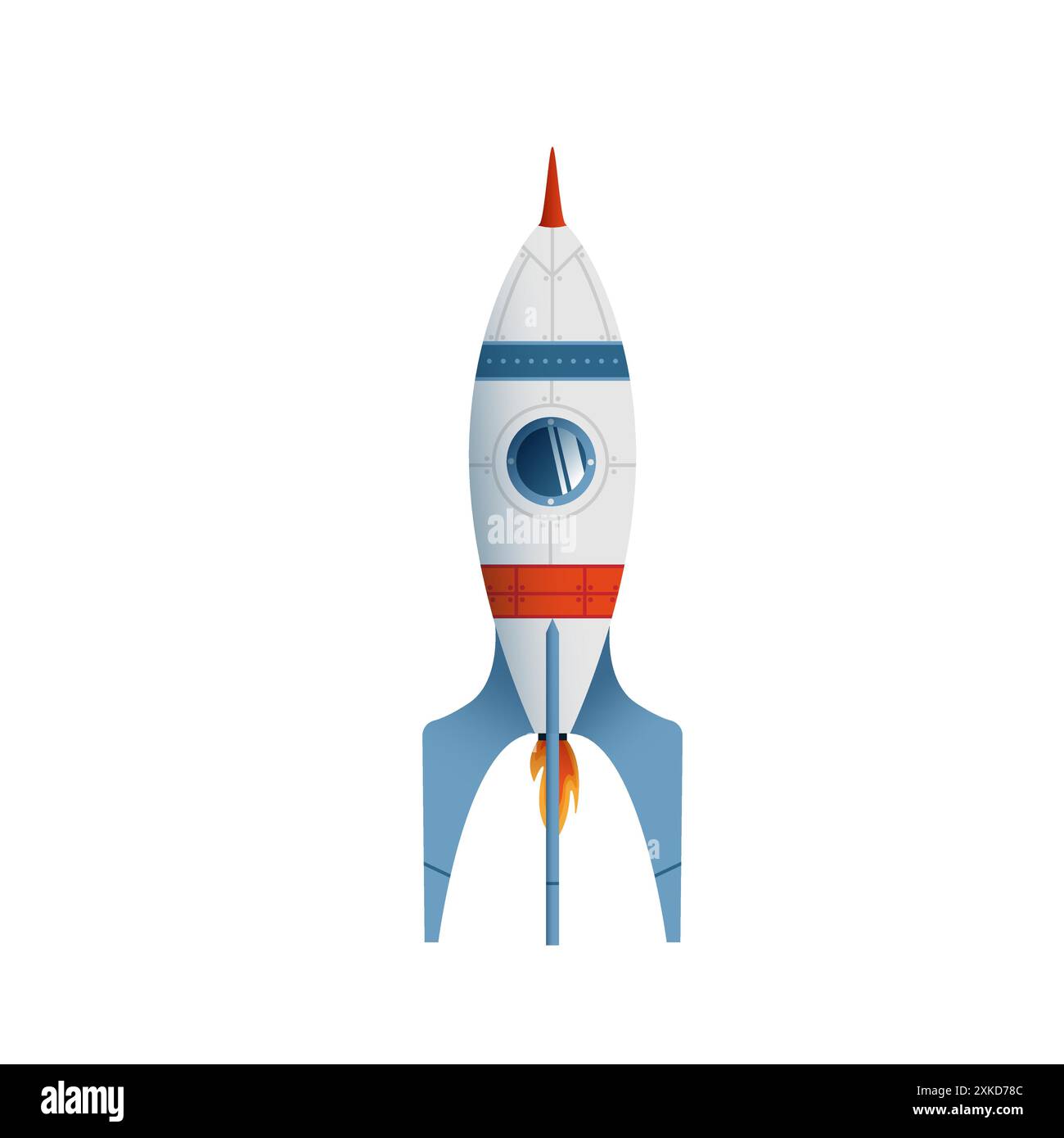 Illustration de style plat d'une fusée sur un fond blanc. Convient pour les livres pour enfants, les projets éducatifs et les supports publicitaires liés à Illustration de Vecteur