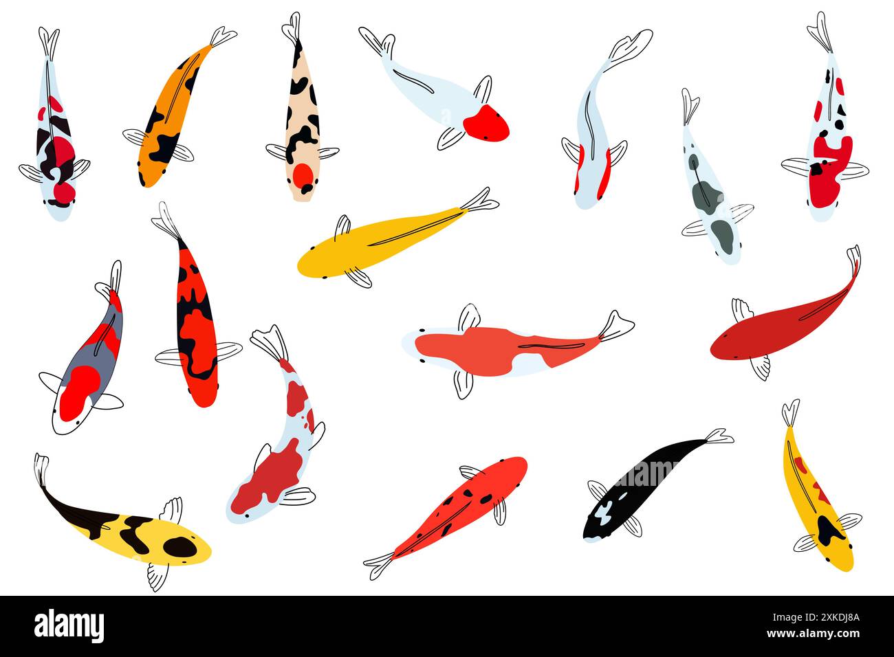 Une illustration vectorielle de Koi Fish Icons Illustration de Vecteur