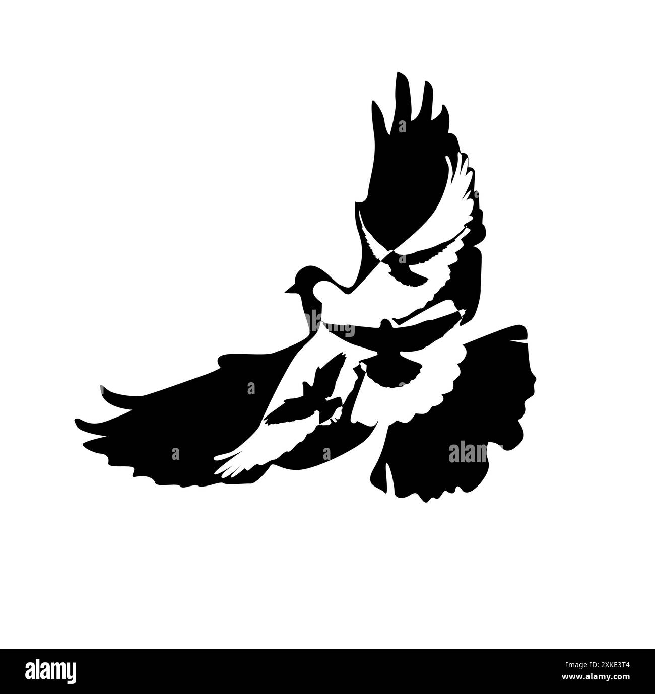 Oiseaux volants abstraits. dessin à la main. Pas IA. Illustration vectorielle Illustration de Vecteur