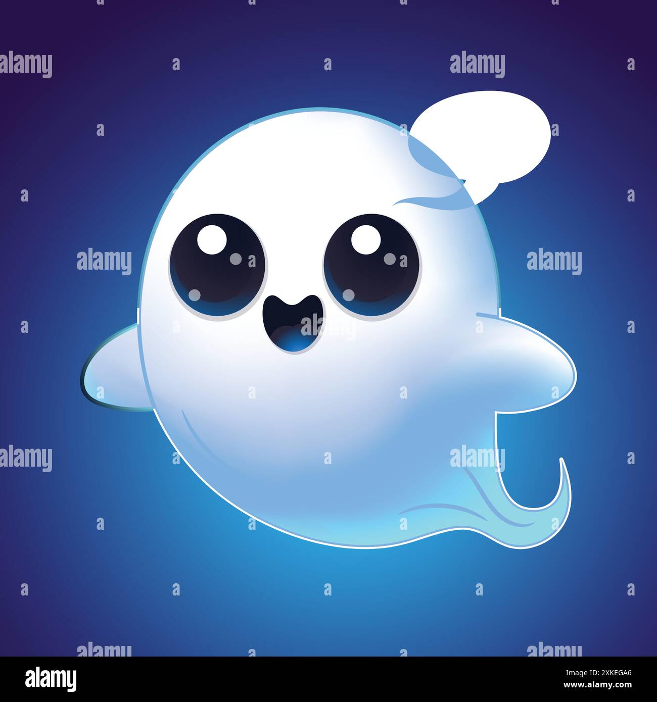 Cute Cartoon Ghost illustration de drôle de monstre Halloween Mascot personnage Clipart Illustration de Vecteur