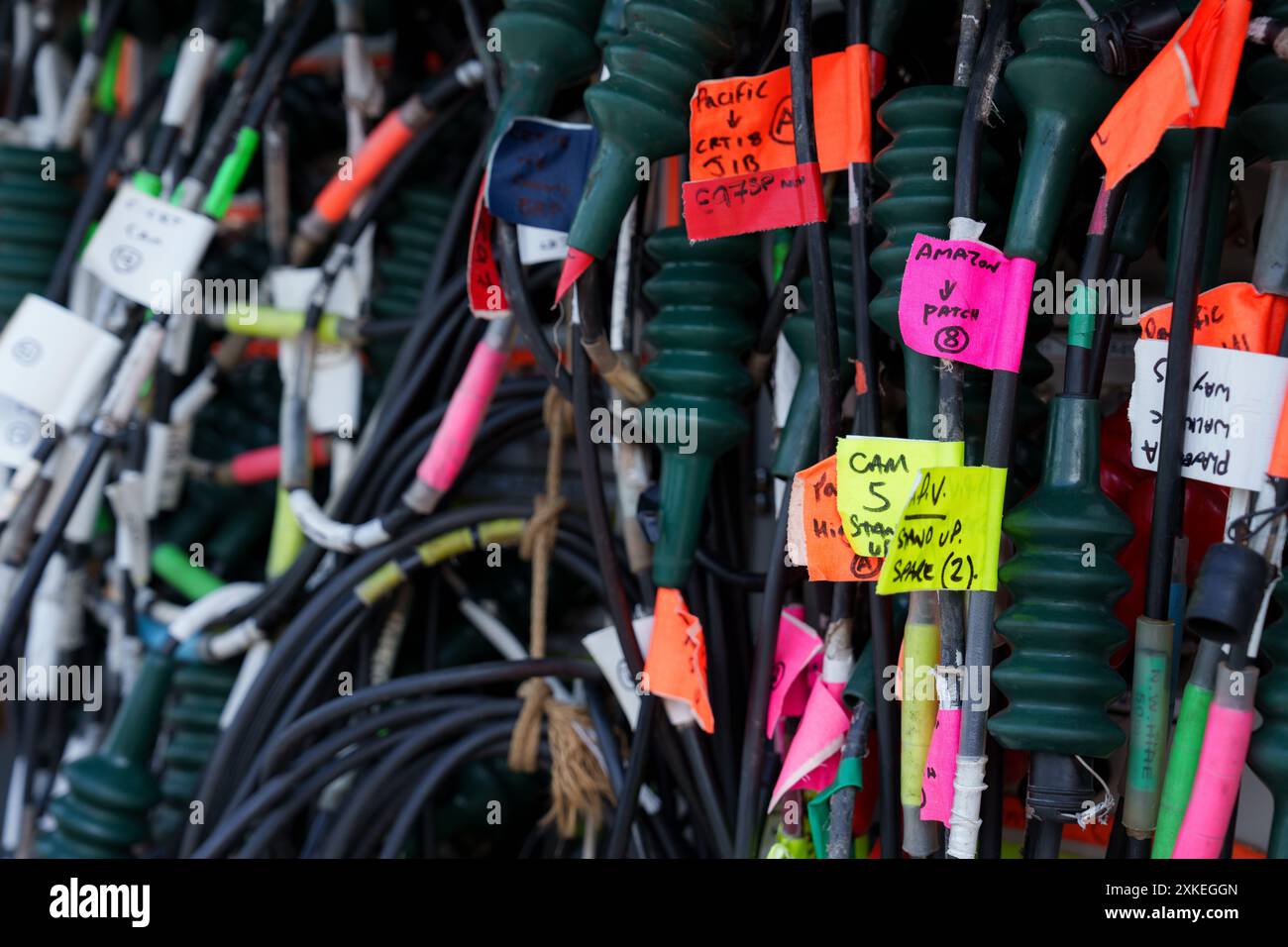 Câbles de télévision au Broadcast Centre aux Championnats 2024. Wimbledon Banque D'Images