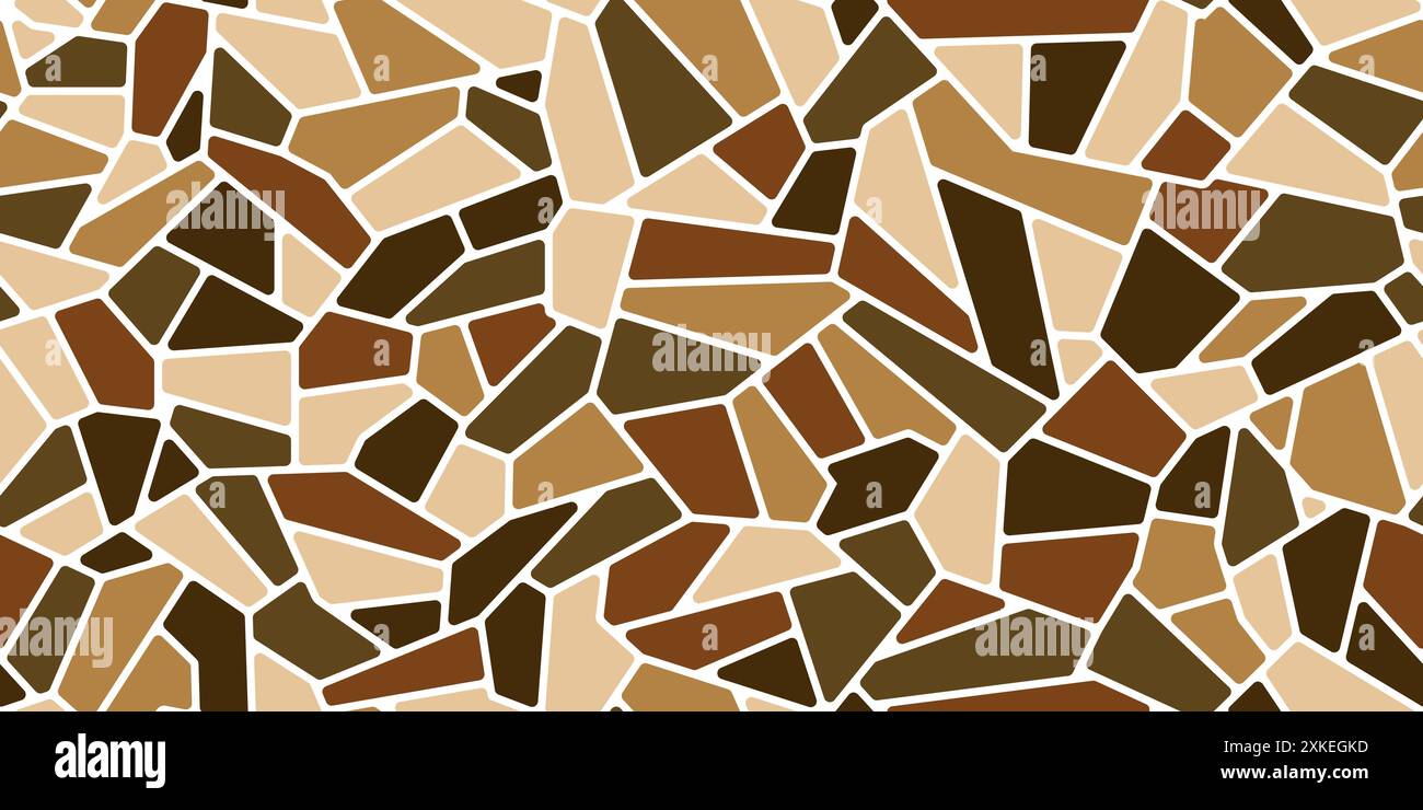 Fond de pavage de motif de carreaux de sol en pierre de mosaïque brune maculée avec texture vectorielle de mur de roche, pavement pavé ou trottoir. Tuile en mosaïque Illustration de Vecteur