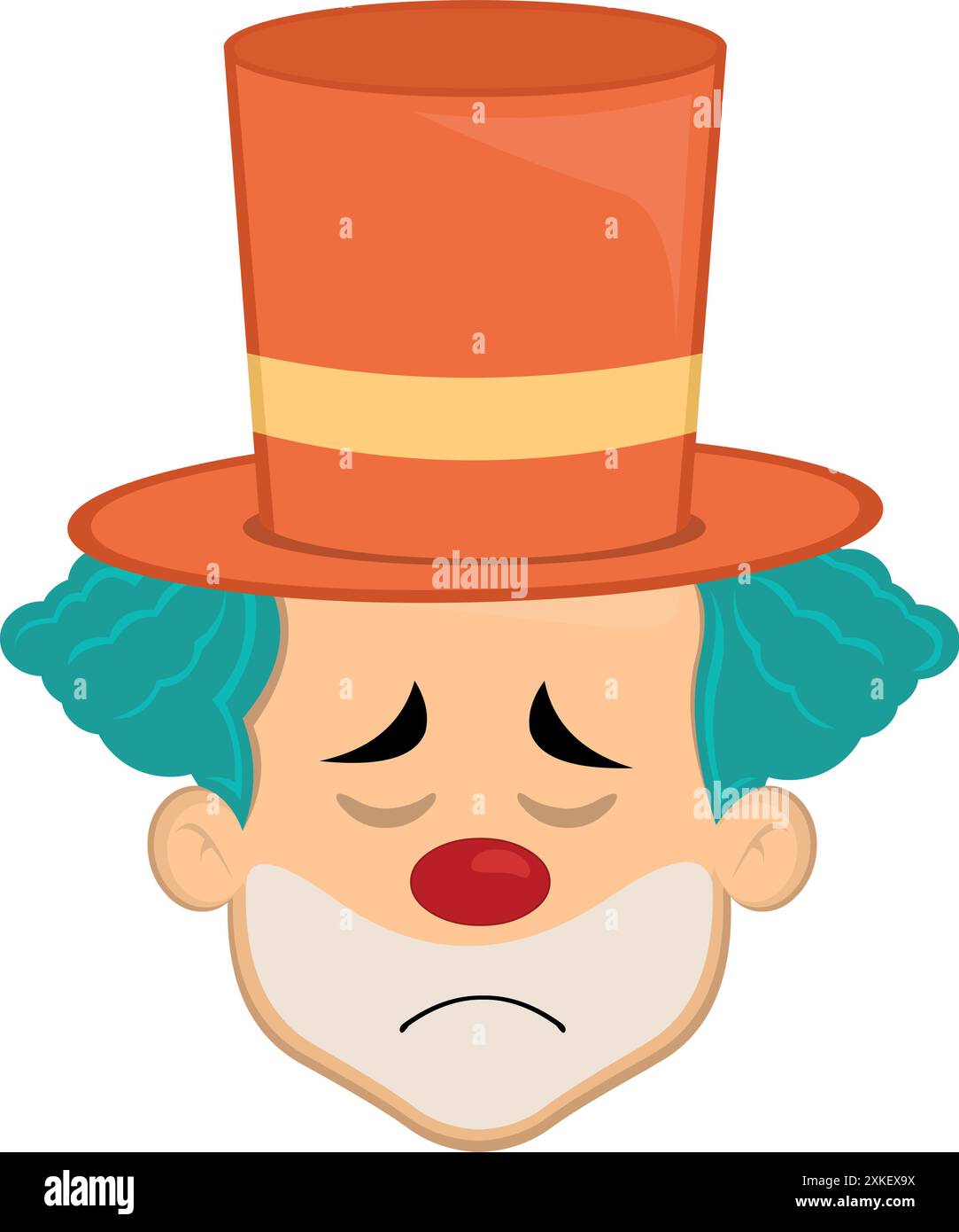 illustration vectorielle visage personnage clown dessin animé, avec une expression de tristesse et de regret Illustration de Vecteur