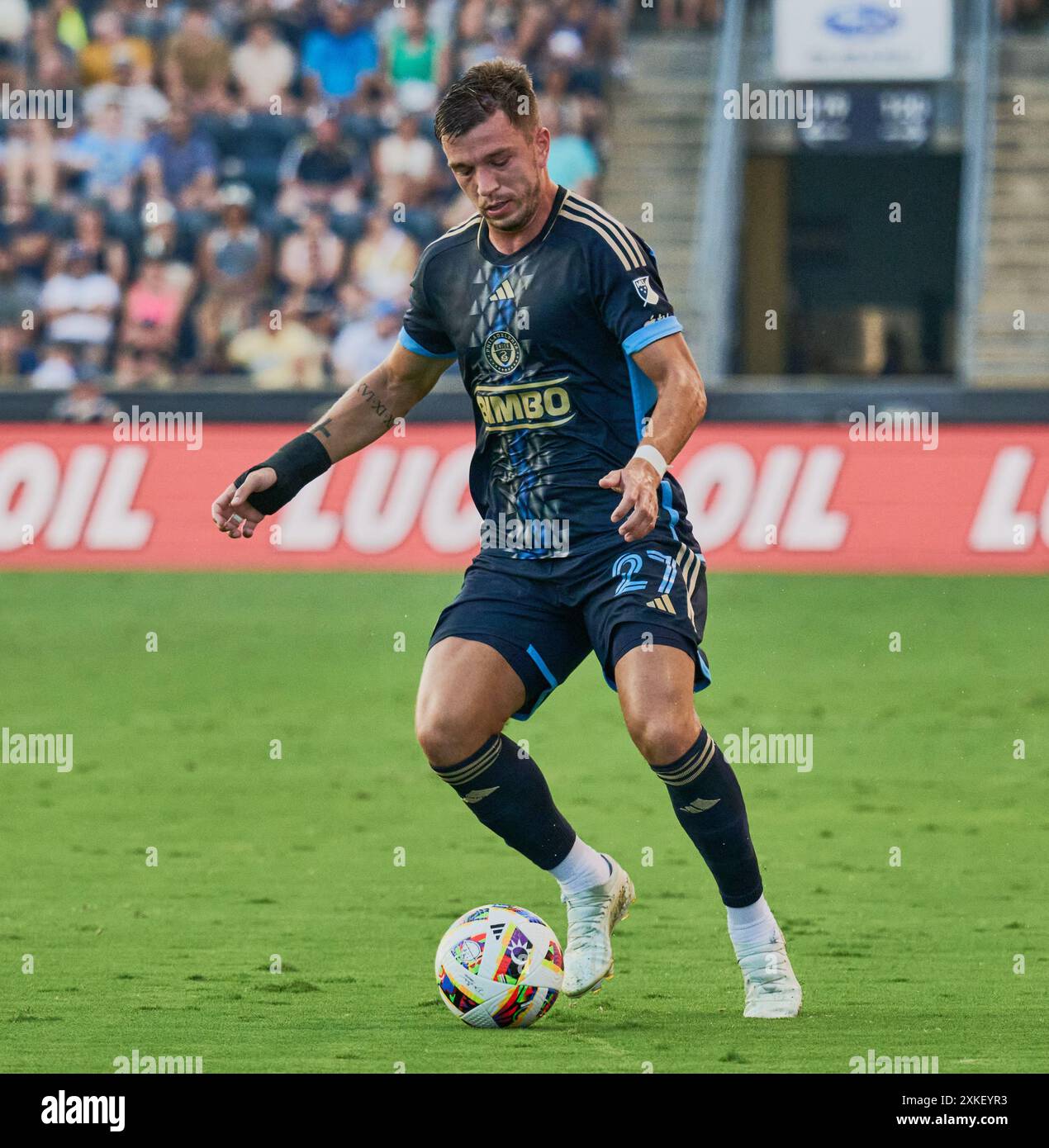 CHESTER, PA, États-Unis - 06 JUILLET 2024 : MLS match entre Philadelphia Union et New York Red Bulls au Subaru Park. Banque D'Images