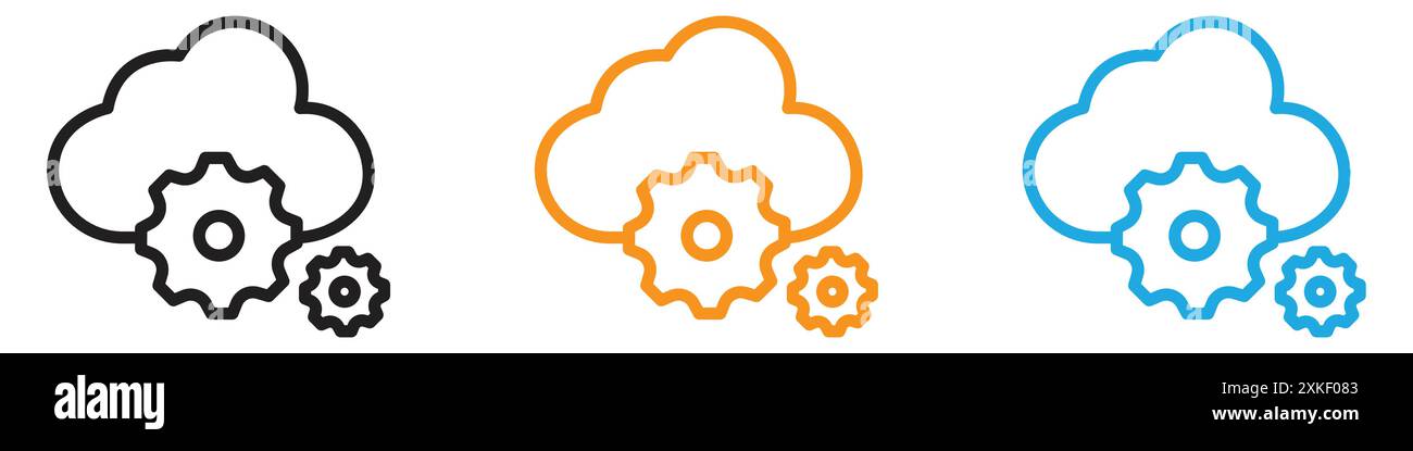 Collection de jeux de logos vectoriels de l'icône des paramètres de données de cloud ou groupe de packs groupés Illustration de Vecteur