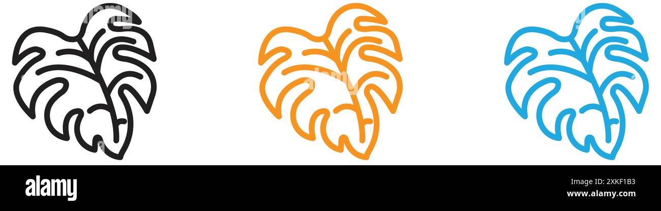 Monstera Leaves icône vecteur logo set collection ou groupe de pack paquet Illustration de Vecteur