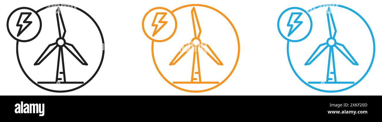 Collection de logo de vecteur d'icône de centrale éolienne ou groupe de pack de paquet Illustration de Vecteur