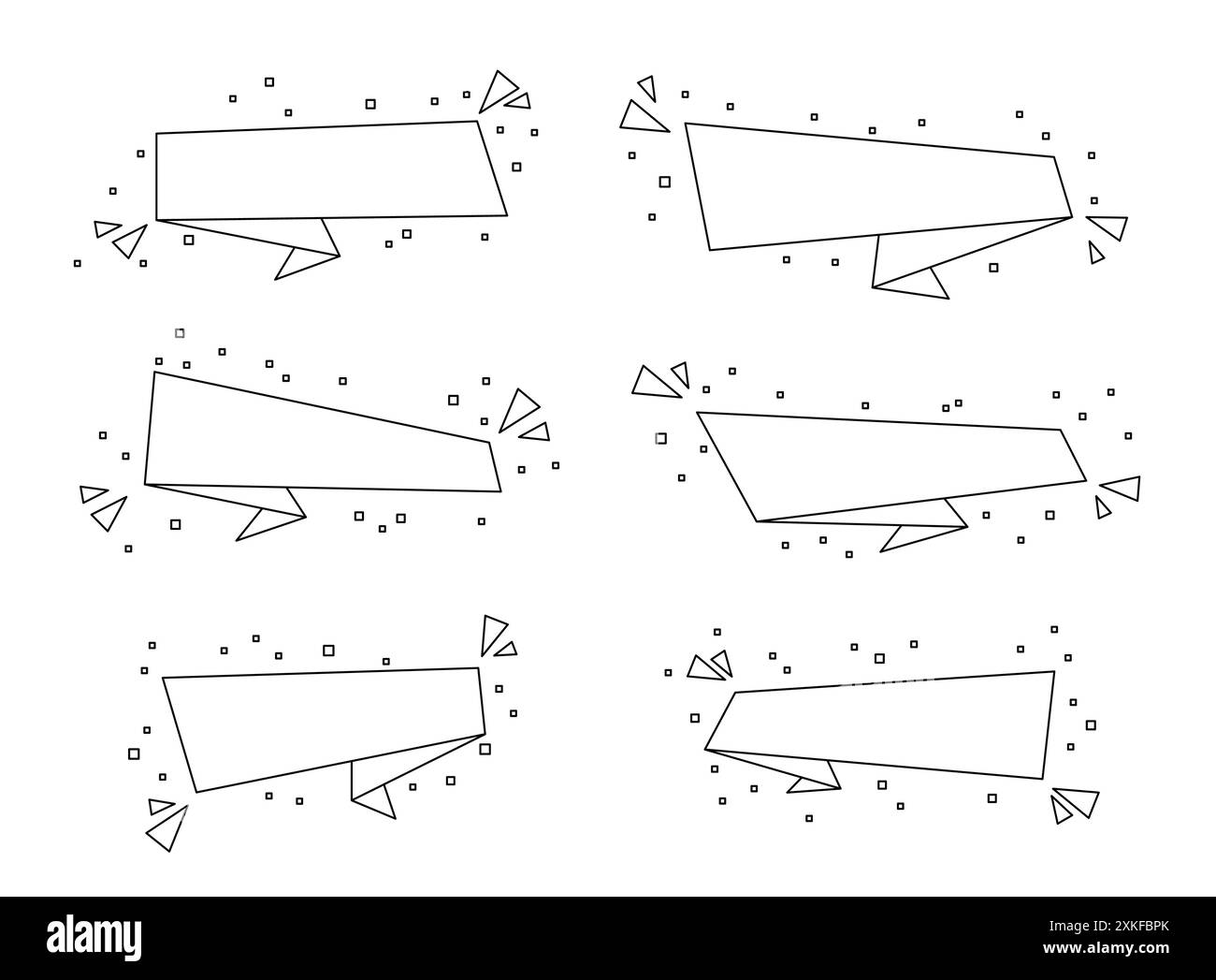 Collection d'autocollants de vente spéciale rectangle, bannière de réduction de ligne abstraite, étiquette de prix plat avec des étincelles, ensemble de badge promo géométrique horizontal, contou Illustration de Vecteur