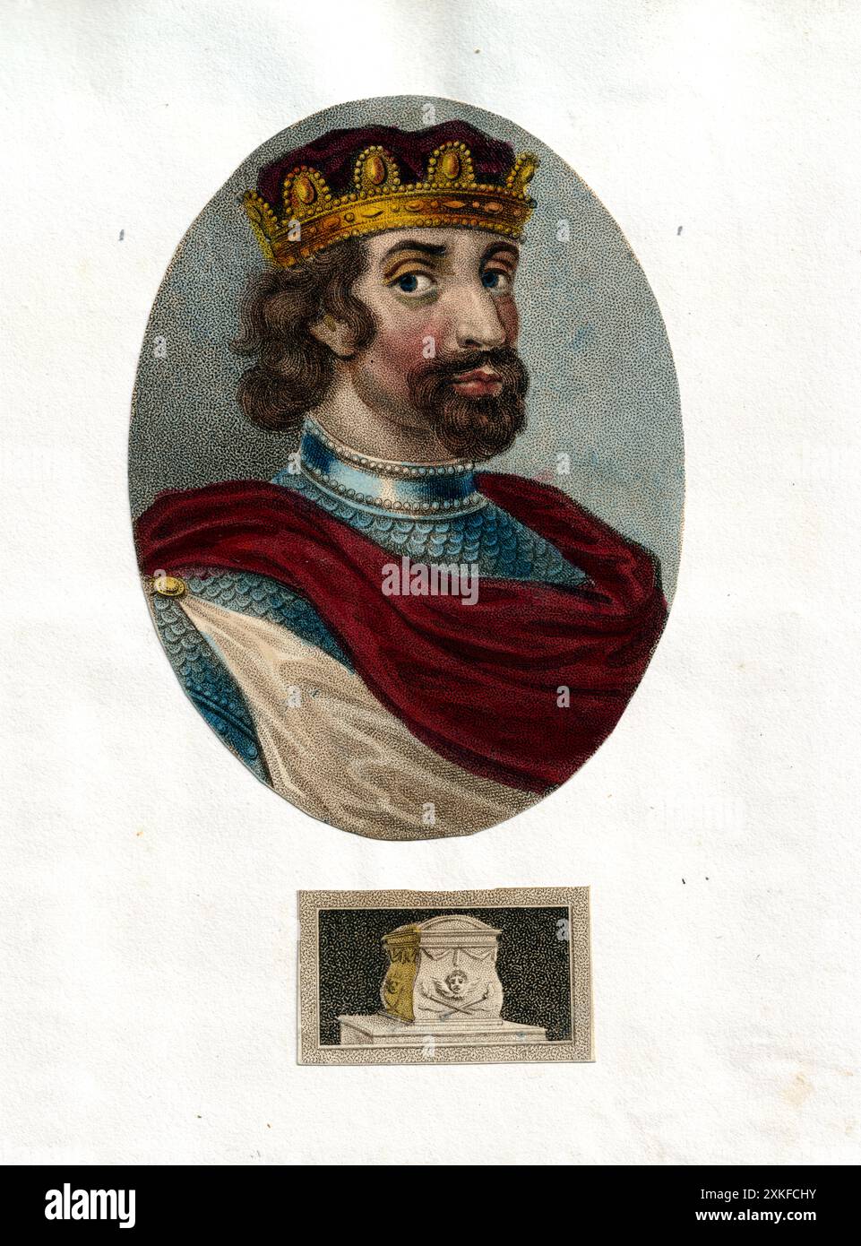 Gravure en pointillés colorés - Roi William 'Rufus' II d'Angleterre, (1803) de John Chapman (1792-1823) Banque D'Images