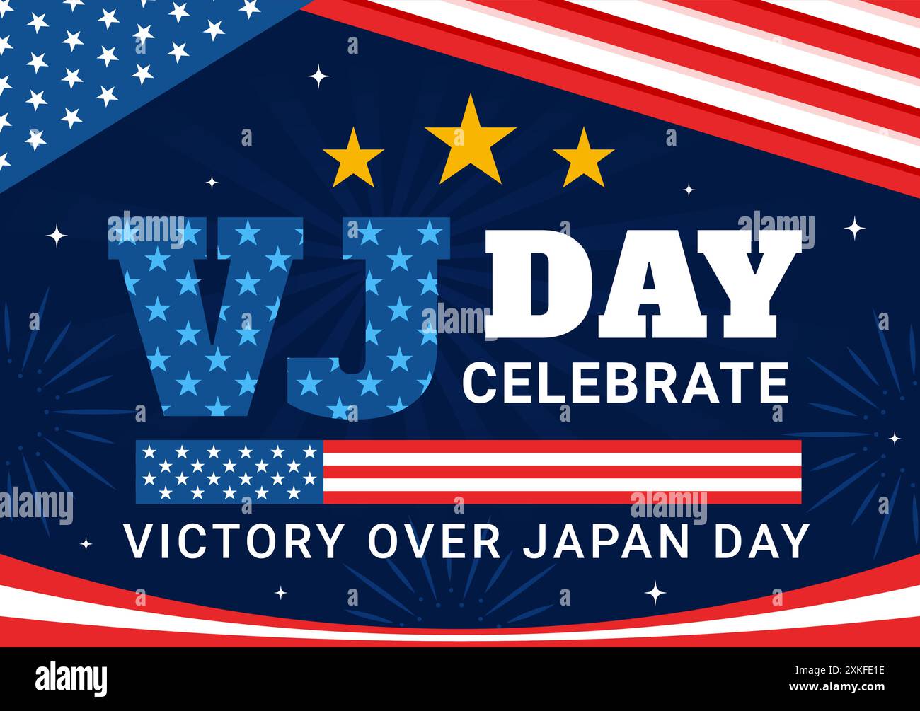 VJ Victory Over Japan Day Celebration illustration vectorielle avec le fond de drapeau des États-Unis dans un design de style dessin animé plat des fêtes nationales Illustration de Vecteur