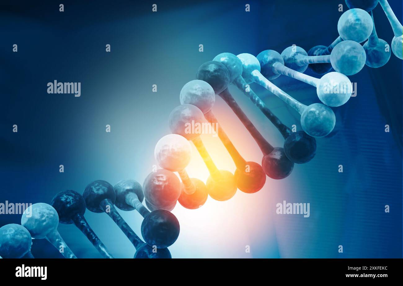 Molécule d'ADN sur la science, fond de biochimie. illustration 3d. Banque D'Images