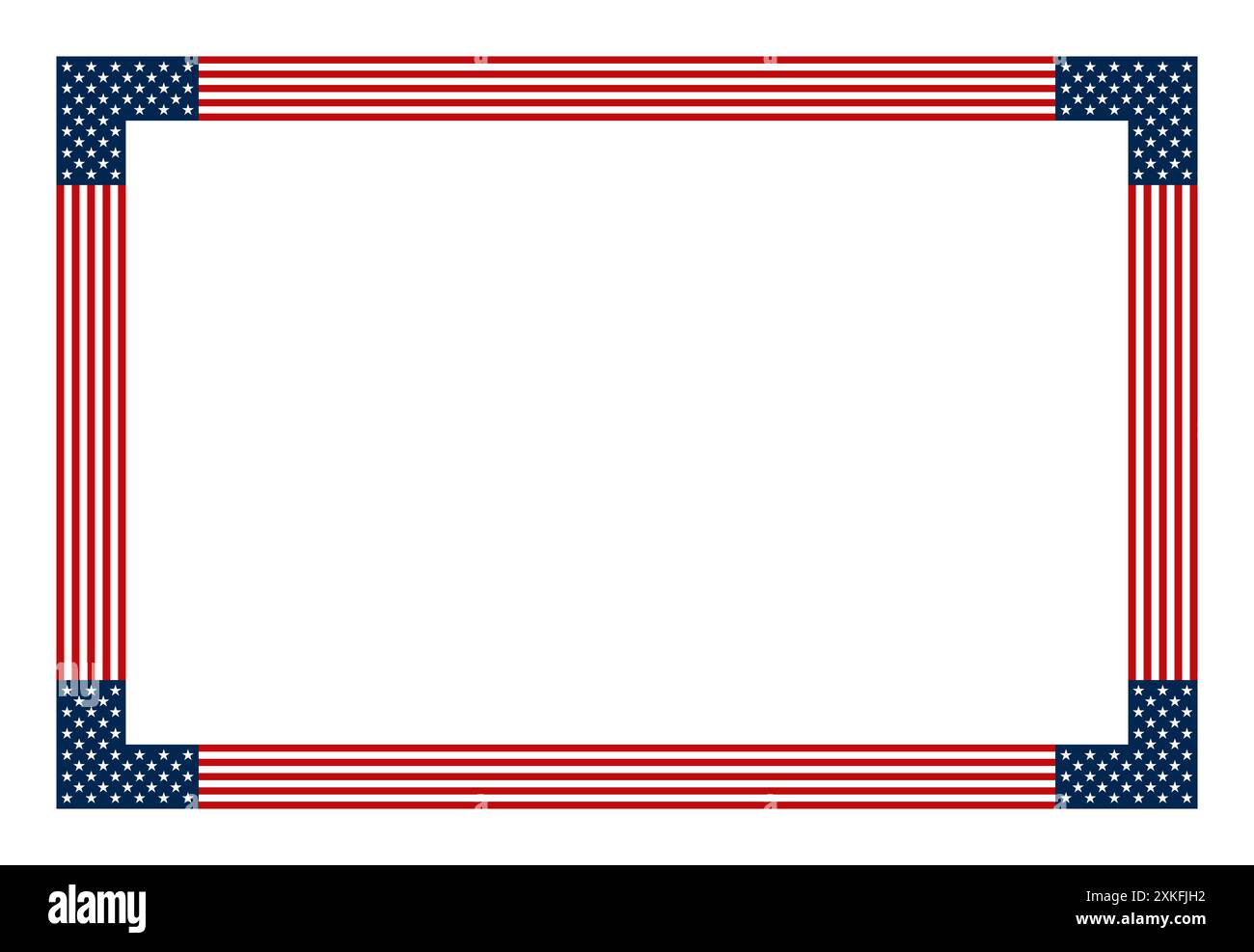 Motif drapeau américain, cadre rectangle horizontal. Bordure rectangulaire décorative faite de fait avec des étoiles et des rayures motif. Banque D'Images