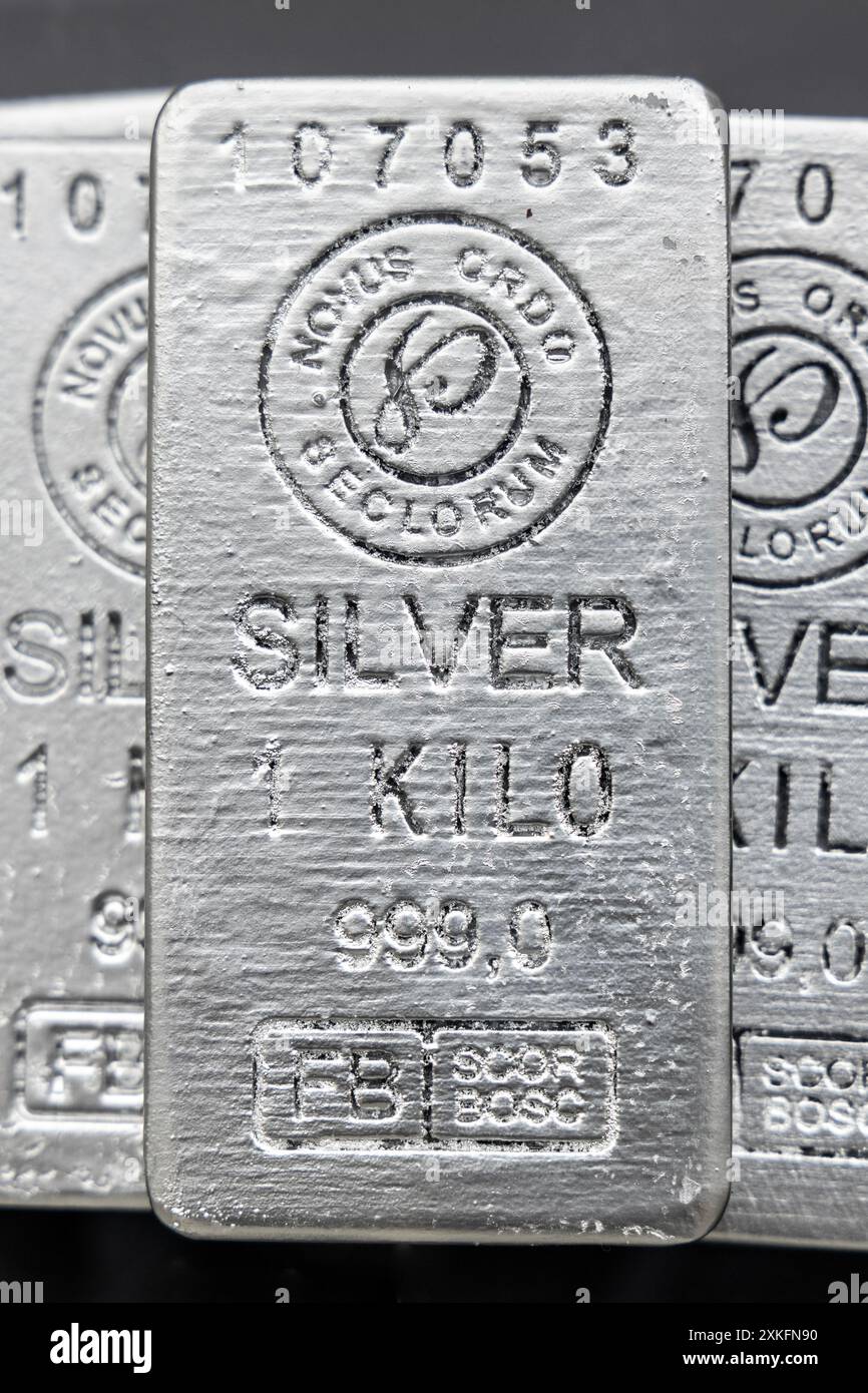 Close-up de barres d'argent Banque D'Images