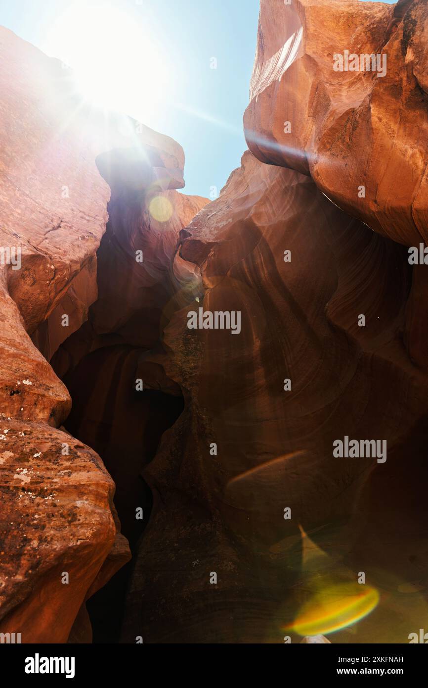Entrée à Upper Antelope Canyon, Navajo Nation, Arizona, États-Unis Banque D'Images