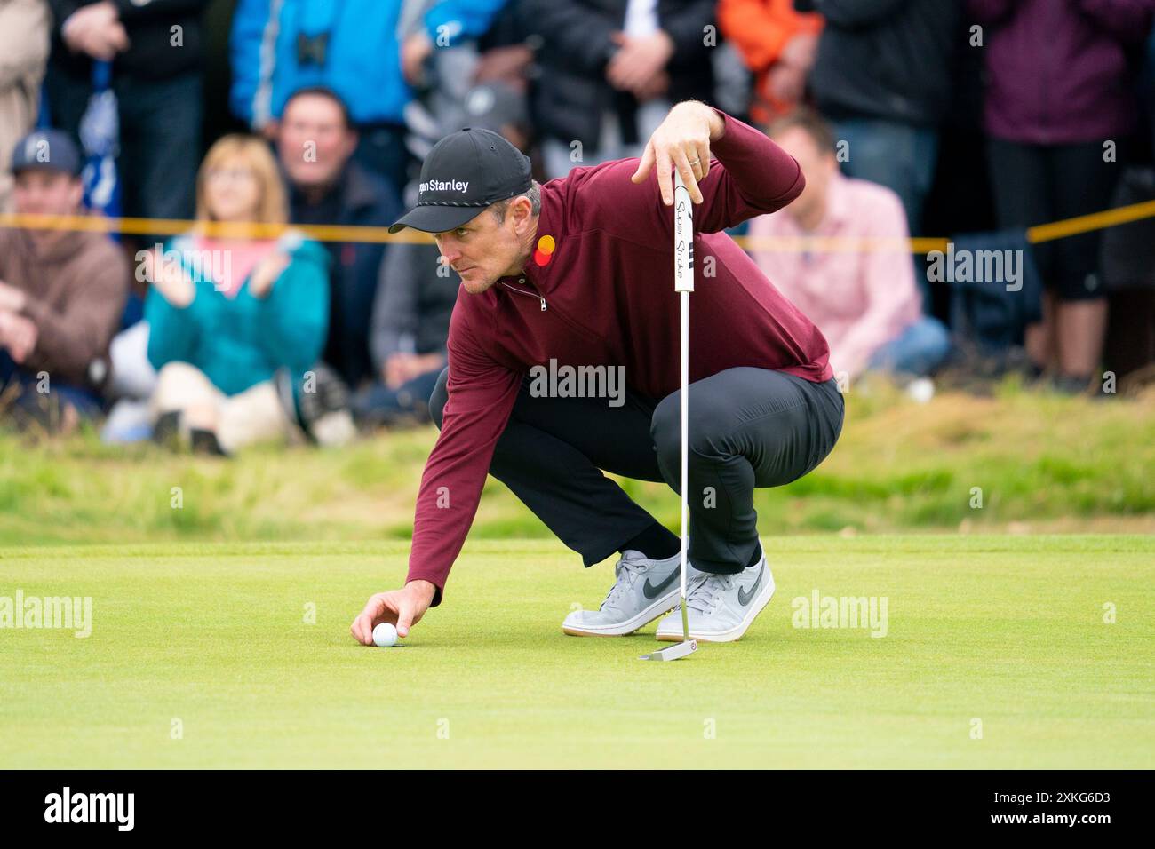 Troon, Écosse, Royaume-Uni. 21 juillet 2024. La quatrième manche du 152e championnat Open se tient au parcours de golf Royal Troon. Pic ; Justin Rose Banque D'Images