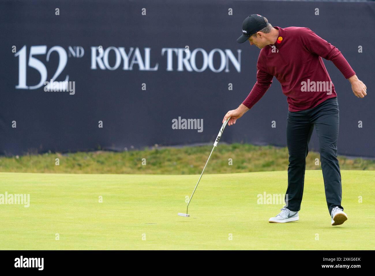 Troon, Écosse, Royaume-Uni. 21 juillet 2024. La quatrième manche du 152e championnat Open se tient au parcours de golf Royal Troon. Pic ; Justin Rose. Banque D'Images