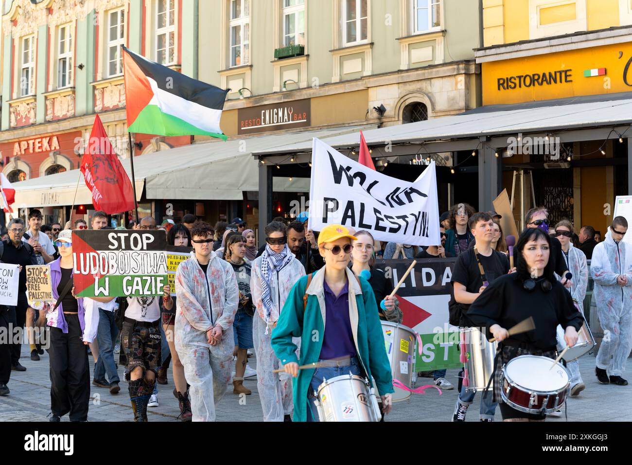 27.04.2024, Wroclaw, Pologne, manifestation pour la paix contre le conflit israélo-palestinien à Gaza dans la vieille ville de Wroclaw, photo éditoriale Banque D'Images