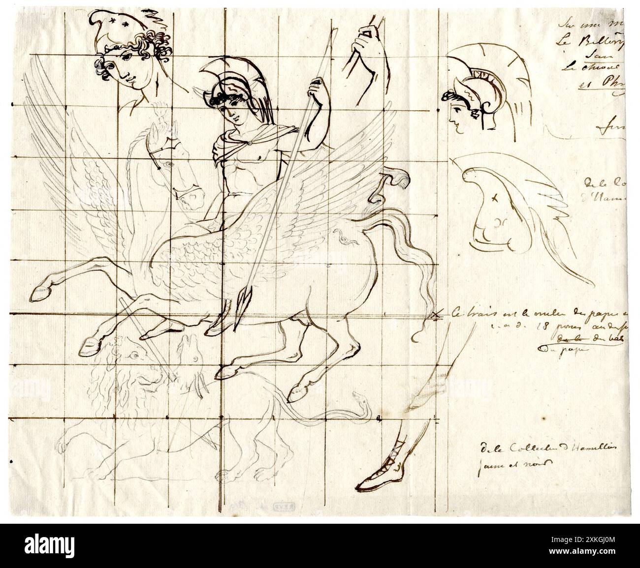 Bellerophon et Pegasus tuent la chimère Banque D'Images