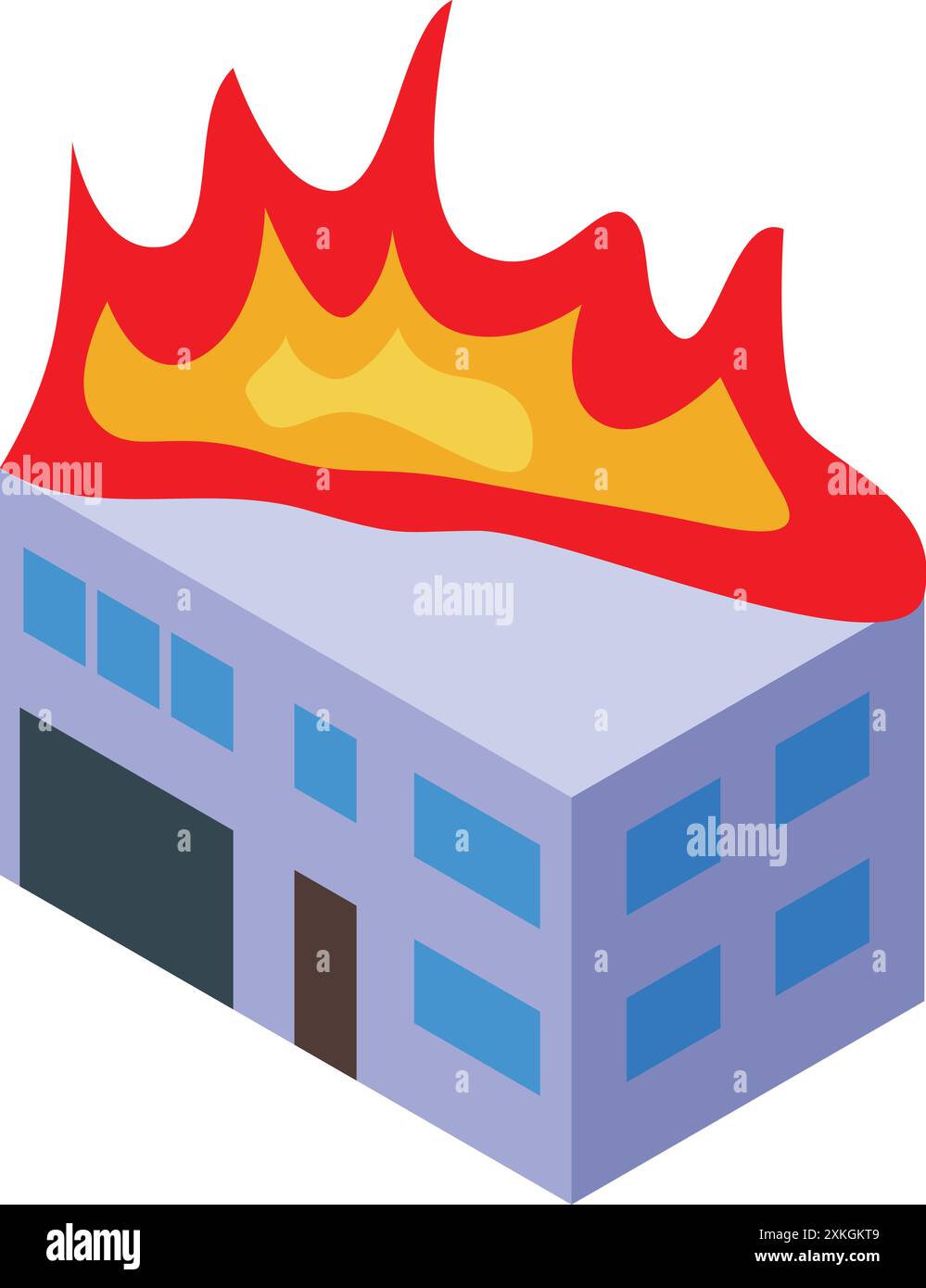 Les immeubles de bureaux sont enflammés, ce qui représente les dangers d'incendie et l'importance des mesures de sécurité Illustration de Vecteur