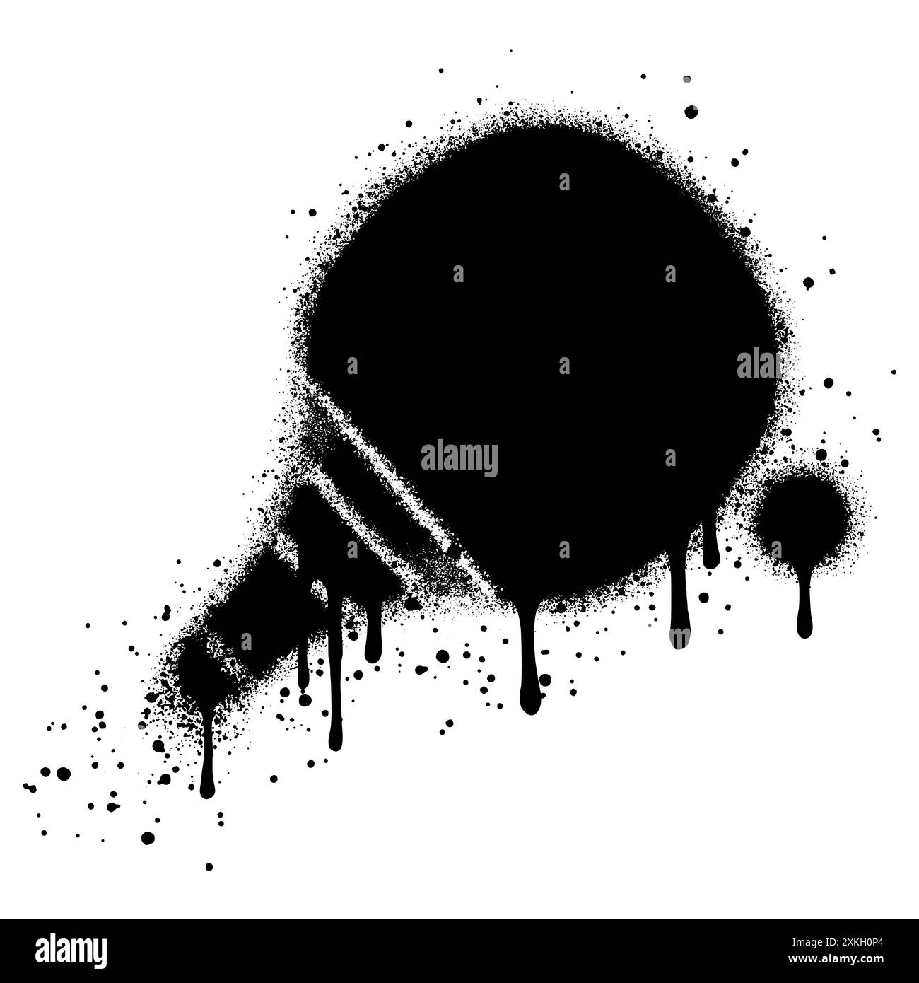 Vaporiser peinture Graffiti icône de raquette de tennis de table isolé sur fond blanc. Illustration de Vecteur