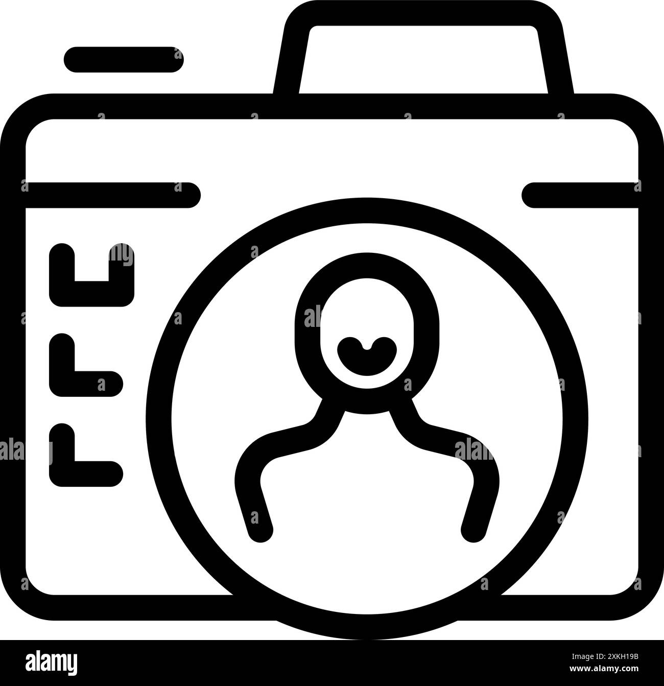 Appareil photo numérique affichant le profil de l'utilisateur avec reconnaissance faciale, mettant l'accent sur le concept d'identité numérique Illustration de Vecteur
