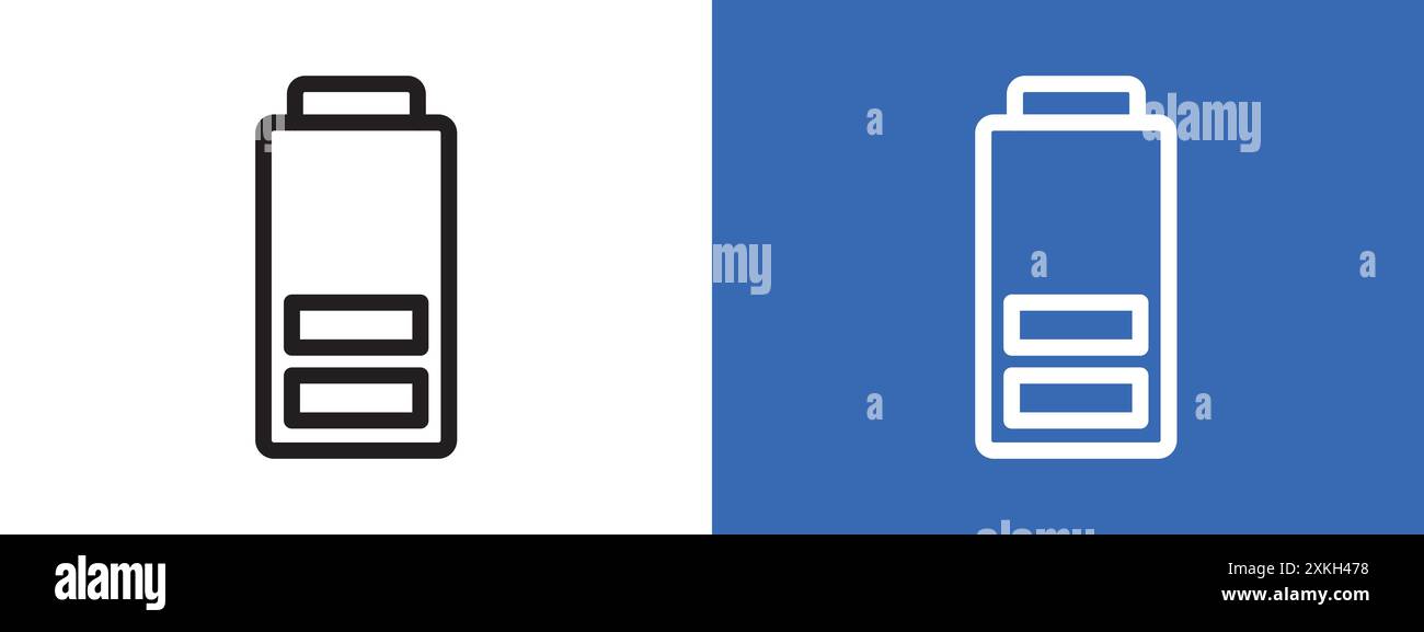 Contour de vecteur de signe de logo d'icône de batterie en noir et blanc Illustration de Vecteur