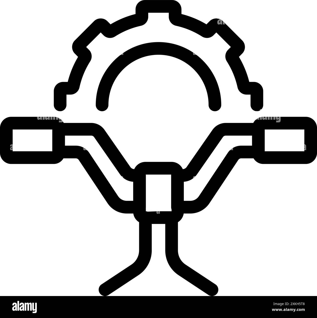 Logo de service de réparation de vélos avec guidon et équipement dans un style linéaire simple Illustration de Vecteur