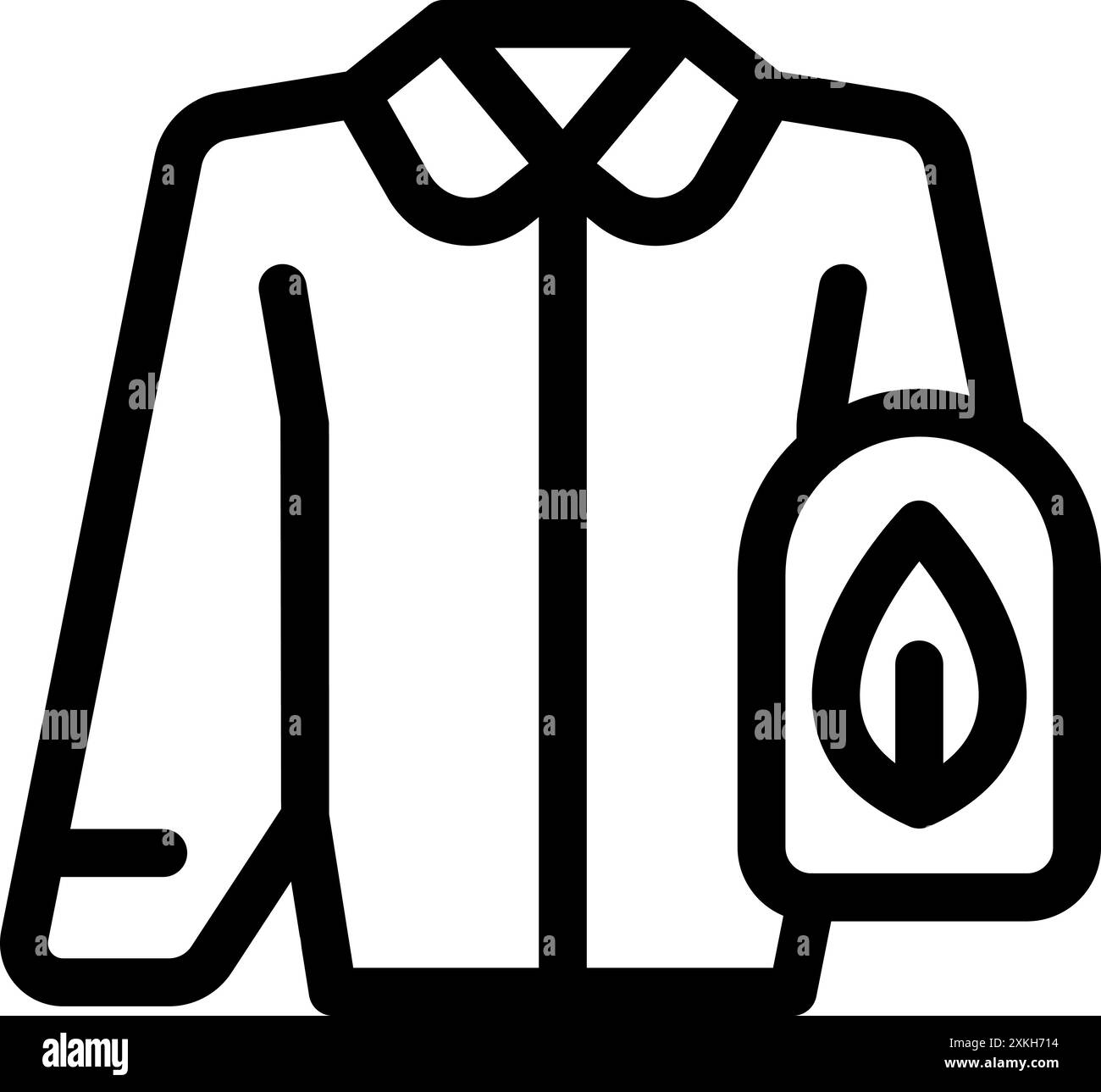 Icône de ligne d'une chemise avec un logo de flamme de feu sur la manche, représentant l'uniforme d'un pompier Illustration de Vecteur Icône de ligne d'une chemise avec un logo de flamme de feu sur la manche, représentant l'uniforme d'un pompier Illustration de Vecteur