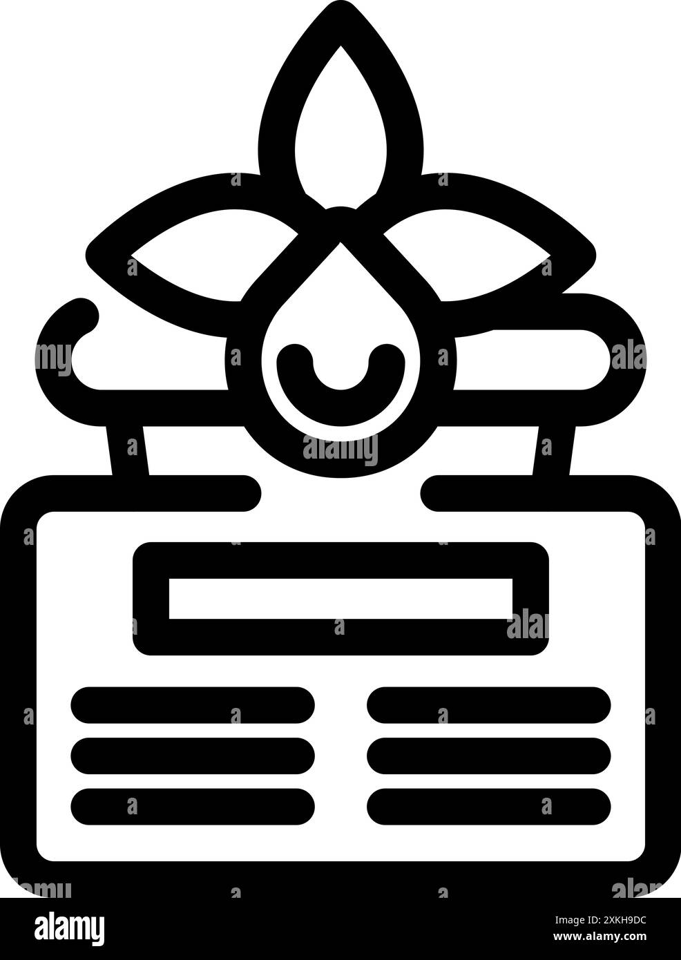 Icône du processus de production d'huile essentielle commençant par la fleur et aboutissant à la description finale du produit Illustration de Vecteur