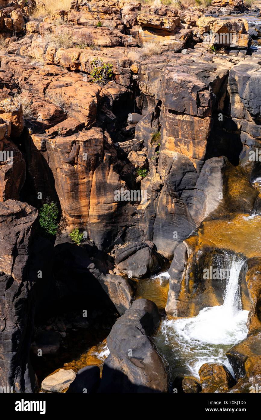 Bourke's Luck Potholes. Vue sur le canyon de Blyde River le long de la Panorama route d'Afrique du Sud dans les montagnes du Drakensberg. Banque D'Images