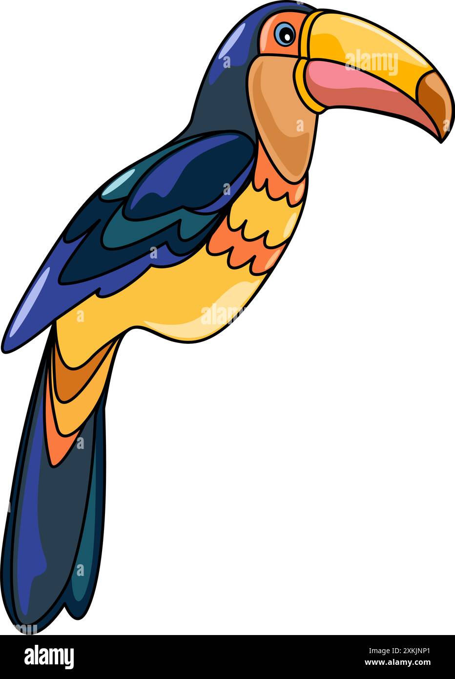 Toucan dans le style de dessin animé isolé sur l'illustration vectorielle de fond blanc Illustration de Vecteur