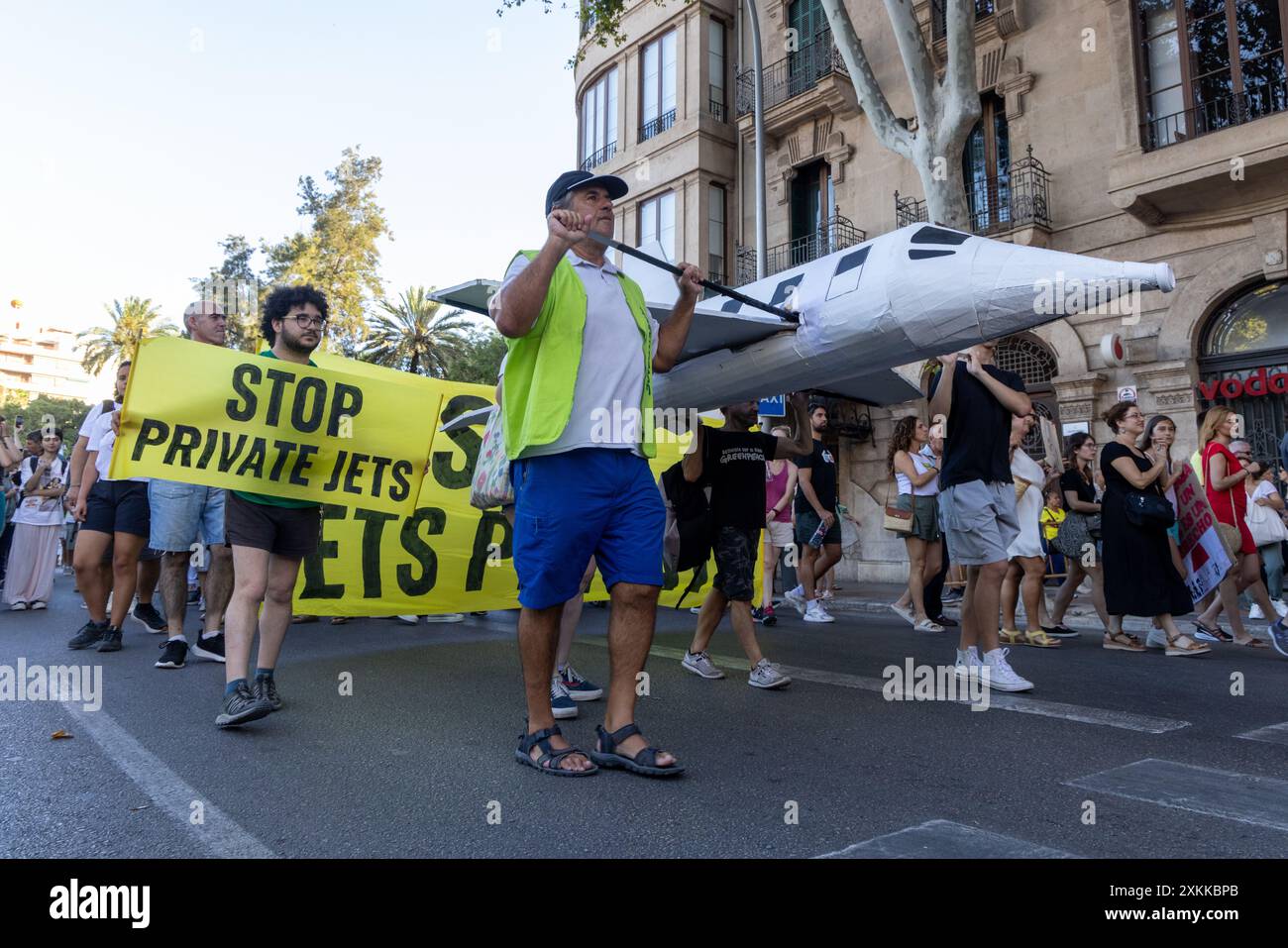 Manifestation de rue à Palma, Majorque, Espagne contre le tourisme de masse envahissant l'île, 21 juillet 2024 Banque D'Images