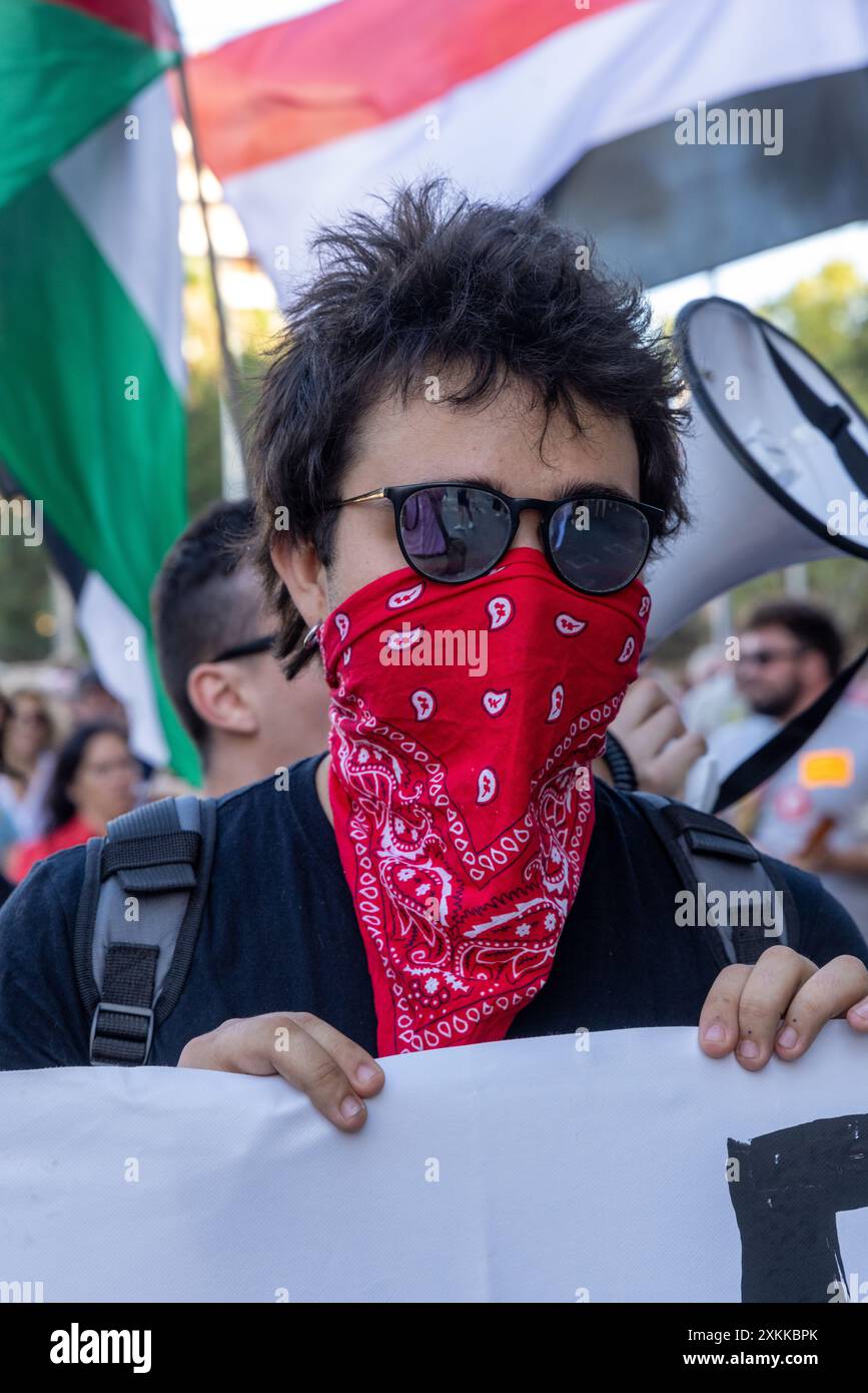 Manifestation de rue à Palma, Majorque, Espagne contre le tourisme de masse envahissant l'île, 21 juillet 2024 Banque D'Images