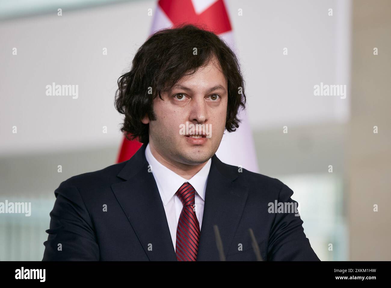 12.04.2024, Allemagne, Berlin, Berlin - le premier ministre de Géorgie - Irakli Kobakhidze, lors de la conférence de presse à la Chancellerie. L'occasion est t Banque D'Images 12.04.2024, Allemagne, Berlin, Berlin - le premier ministre de Géorgie - Irakli Kobakhidze, lors de la conférence de presse à la Chancellerie. L'occasion est t Banque D'Images