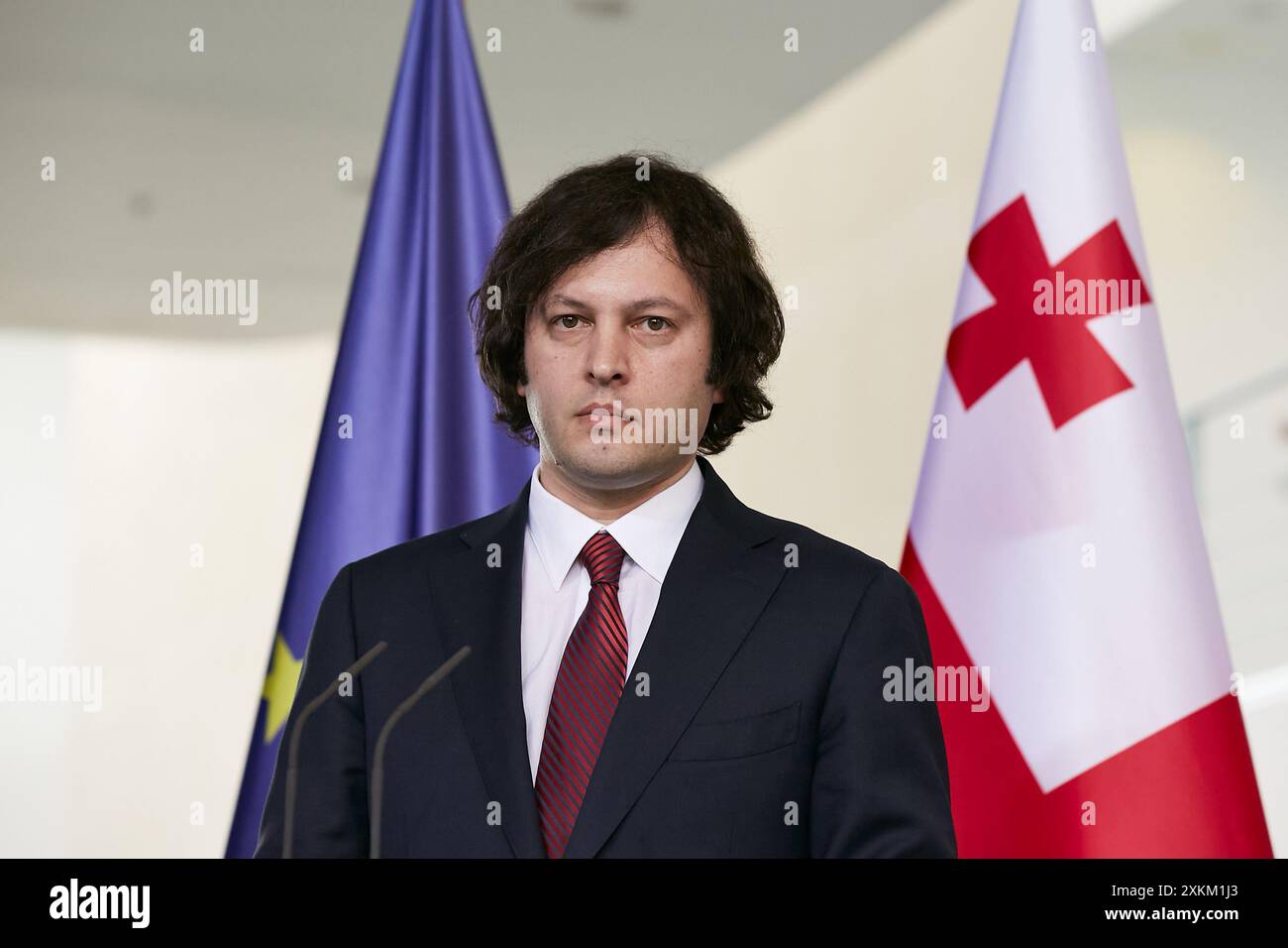 12.04.2024, Allemagne, Berlin, Berlin - le premier ministre de Géorgie - Irakli Kobakhidze, lors de la conférence de presse à la Chancellerie. L'occasion est t Banque D'Images 12.04.2024, Allemagne, Berlin, Berlin - le premier ministre de Géorgie - Irakli Kobakhidze, lors de la conférence de presse à la Chancellerie. L'occasion est t Banque D'Images