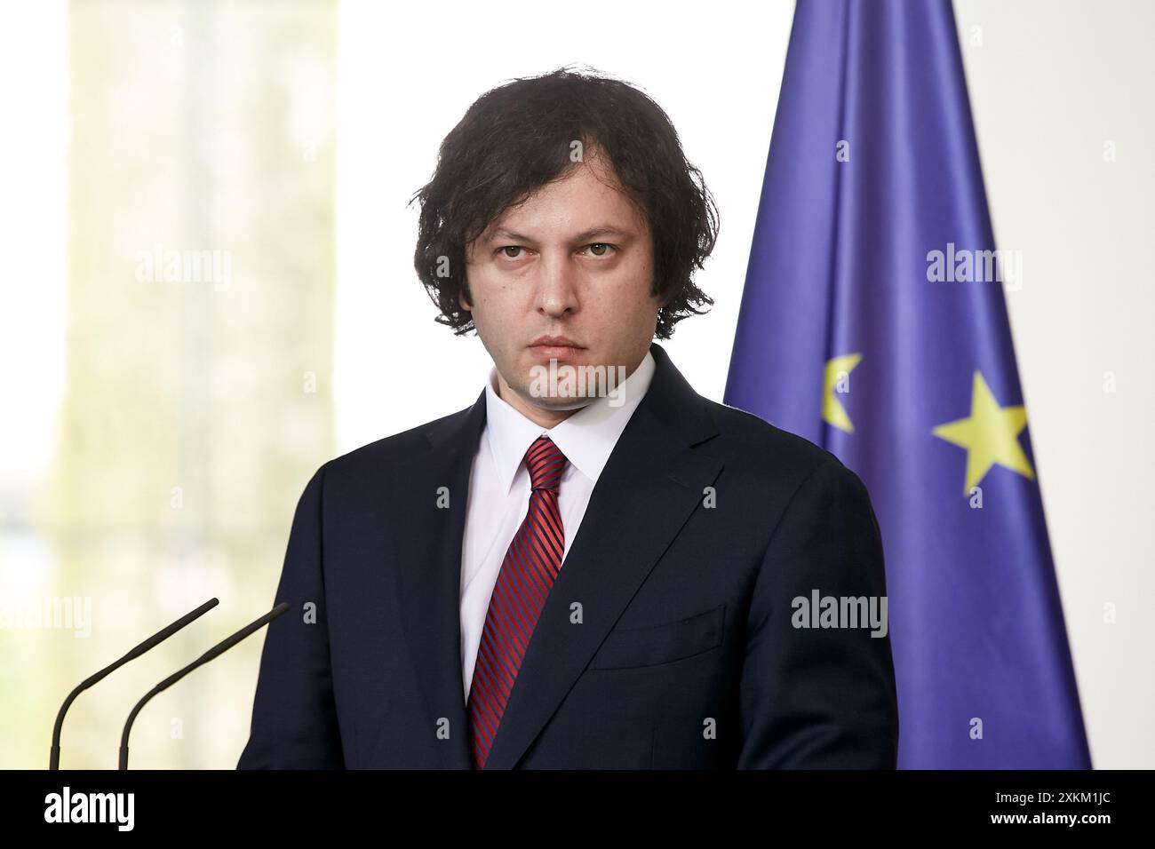 12.04.2024, Allemagne, Berlin, Berlin - le premier ministre de Géorgie - Irakli Kobakhidze, lors de la conférence de presse à la Chancellerie. L'occasion est t Banque D'Images 12.04.2024, Allemagne, Berlin, Berlin - le premier ministre de Géorgie - Irakli Kobakhidze, lors de la conférence de presse à la Chancellerie. L'occasion est t Banque D'Images